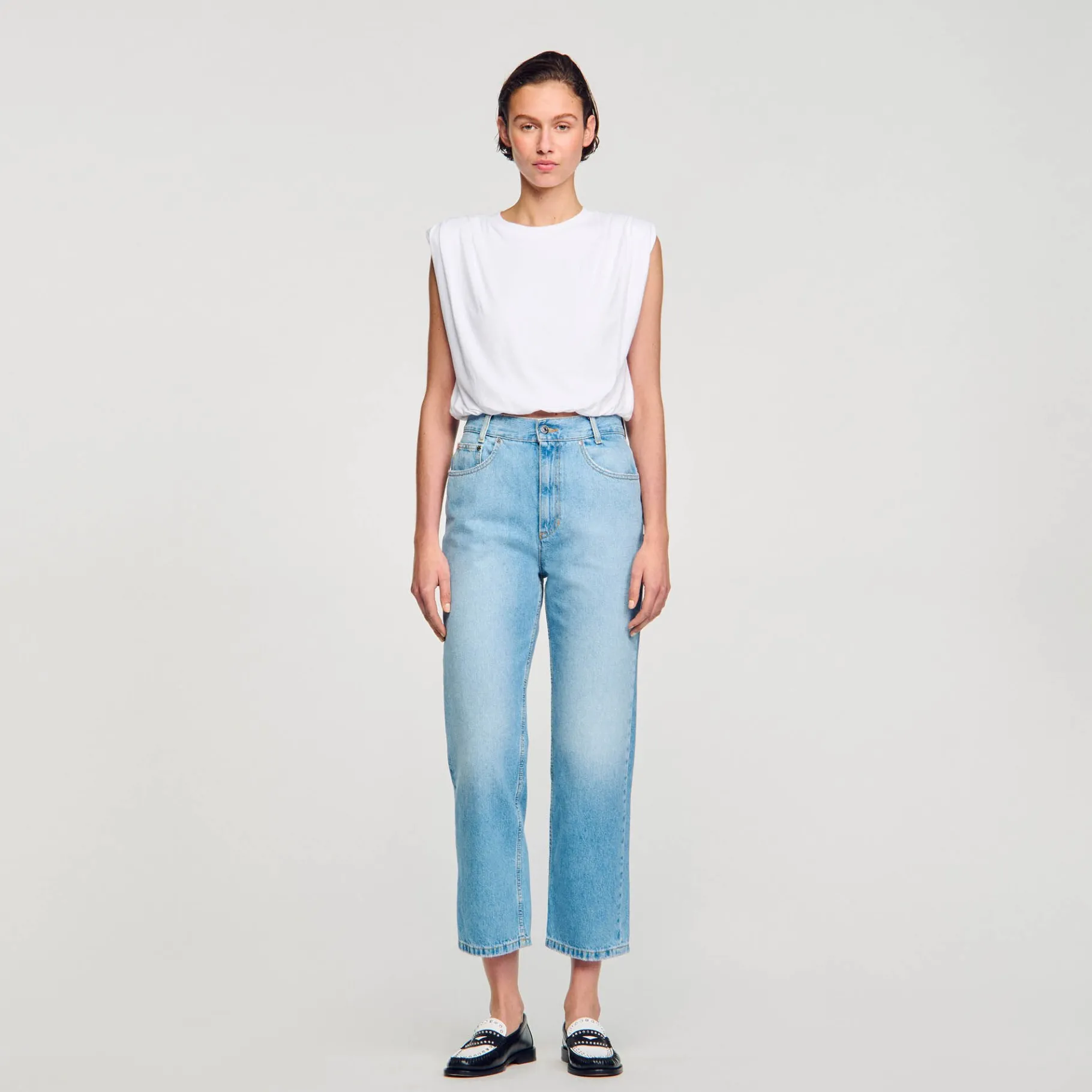 Cheap SANDRO T-shirt Court En Coton blanc