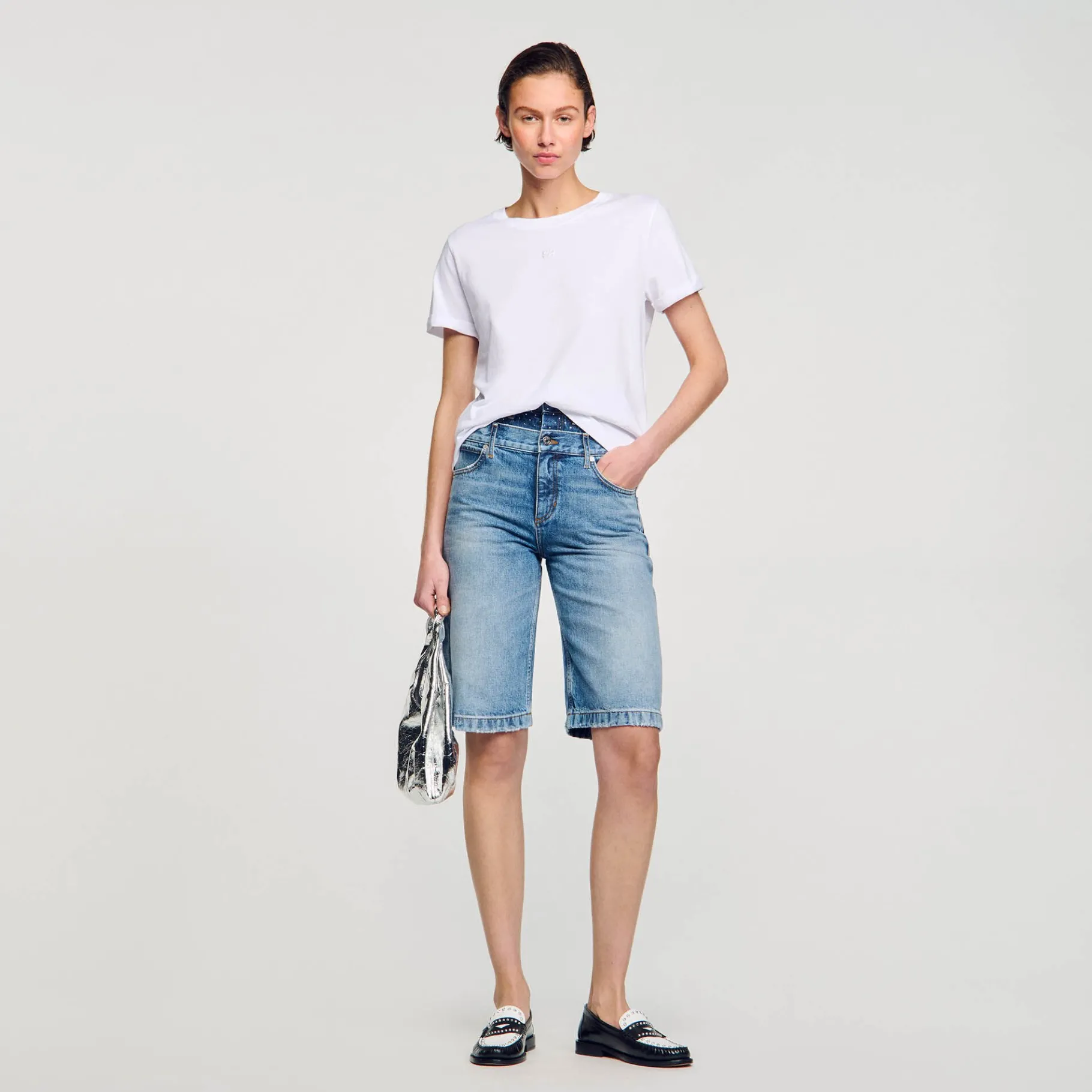 Online SANDRO T-shirt Double S blanc