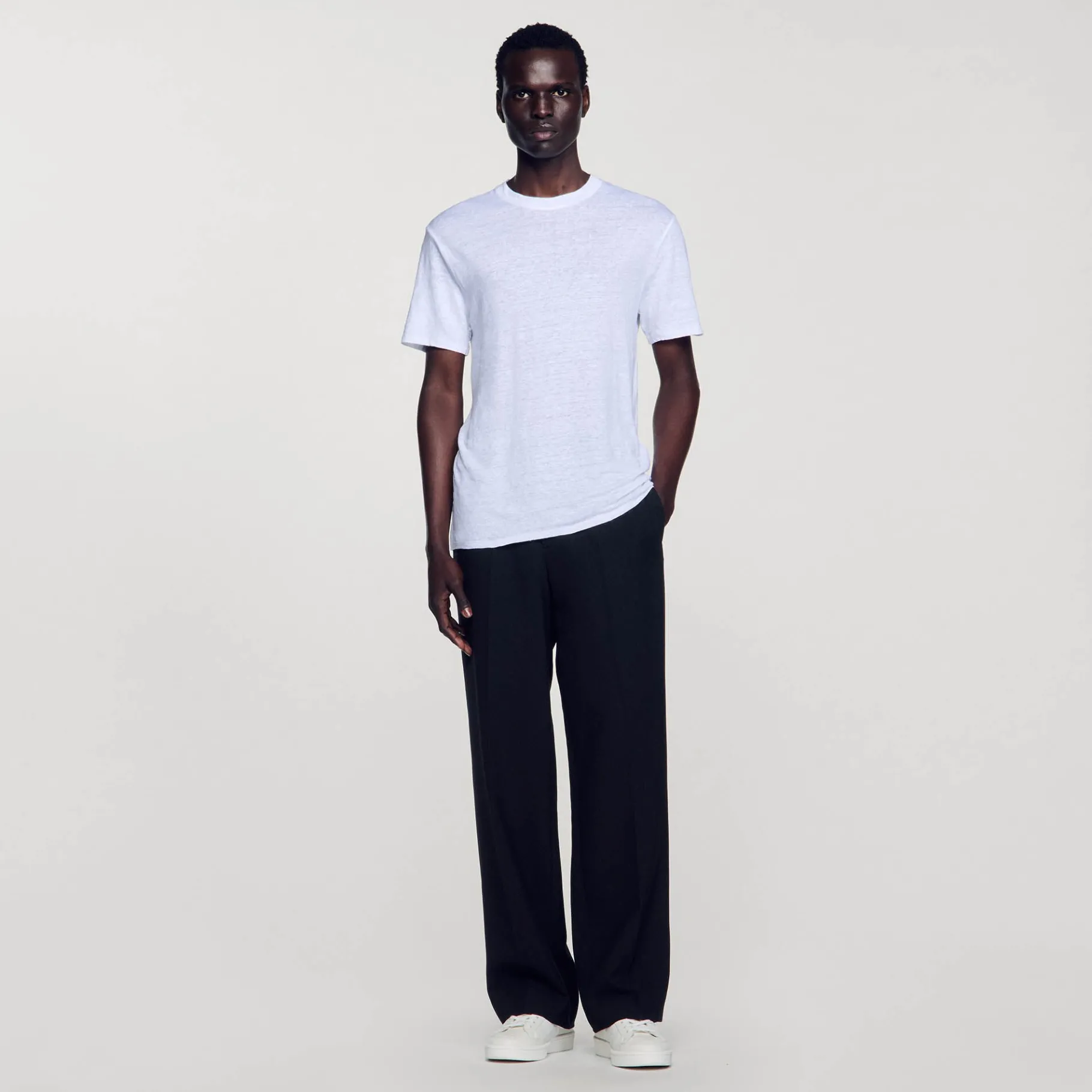 Flash Sale SANDRO T-shirt En Lin Certifié blanc