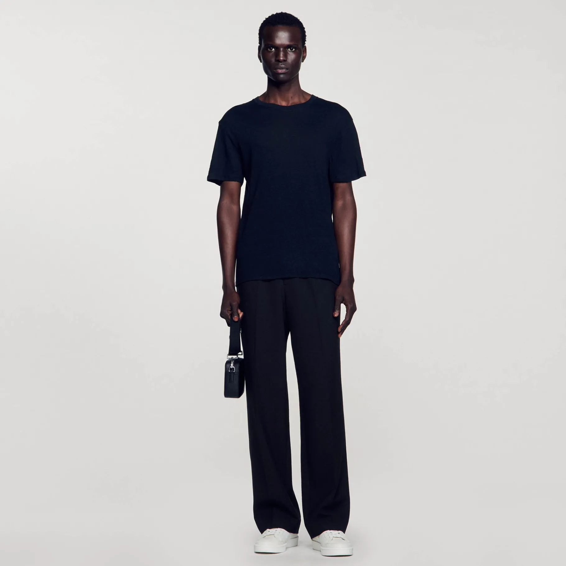 New SANDRO T-shirt En Lin Certifié Noir