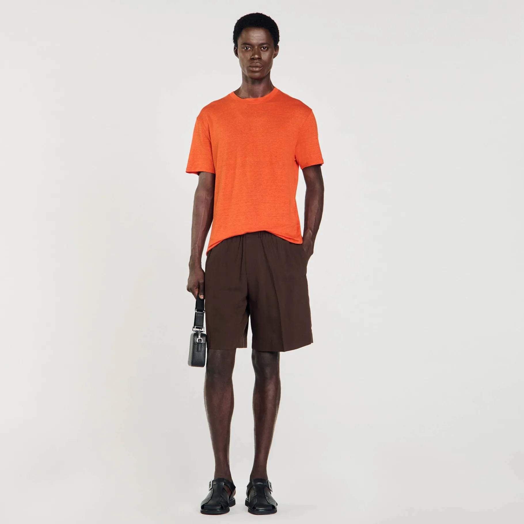 Hot SANDRO T-shirt En Lin Certifié Terracota