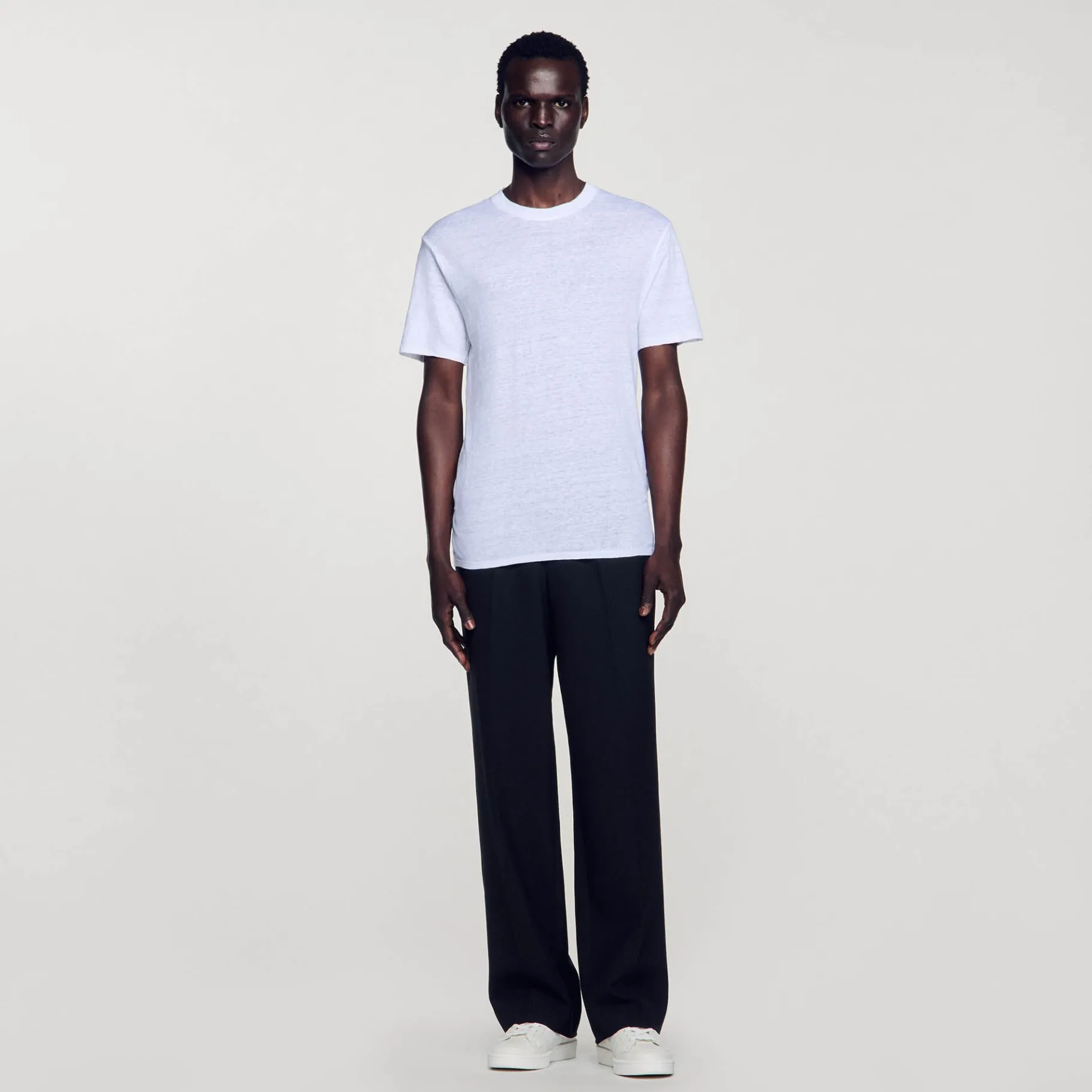 Flash Sale SANDRO T-shirt En Lin Certifié blanc