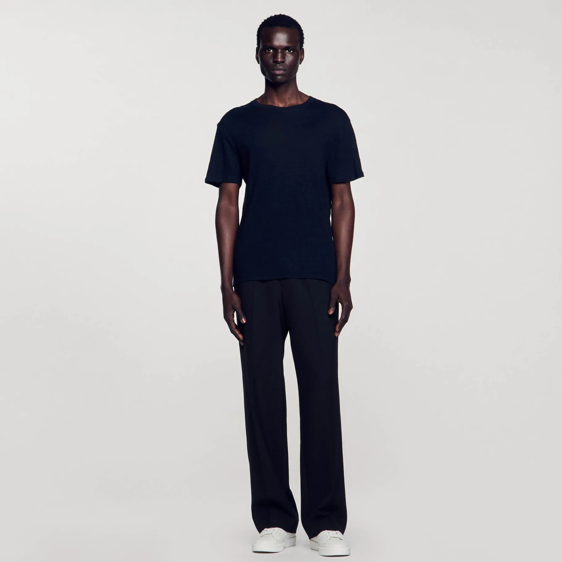 New SANDRO T-shirt En Lin Certifié Noir
