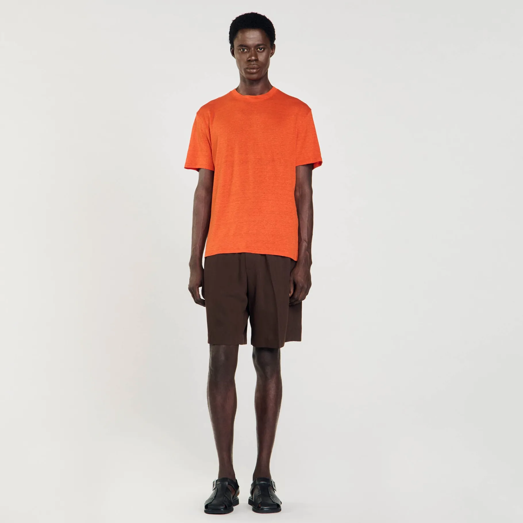 Hot SANDRO T-shirt En Lin Certifié Terracota