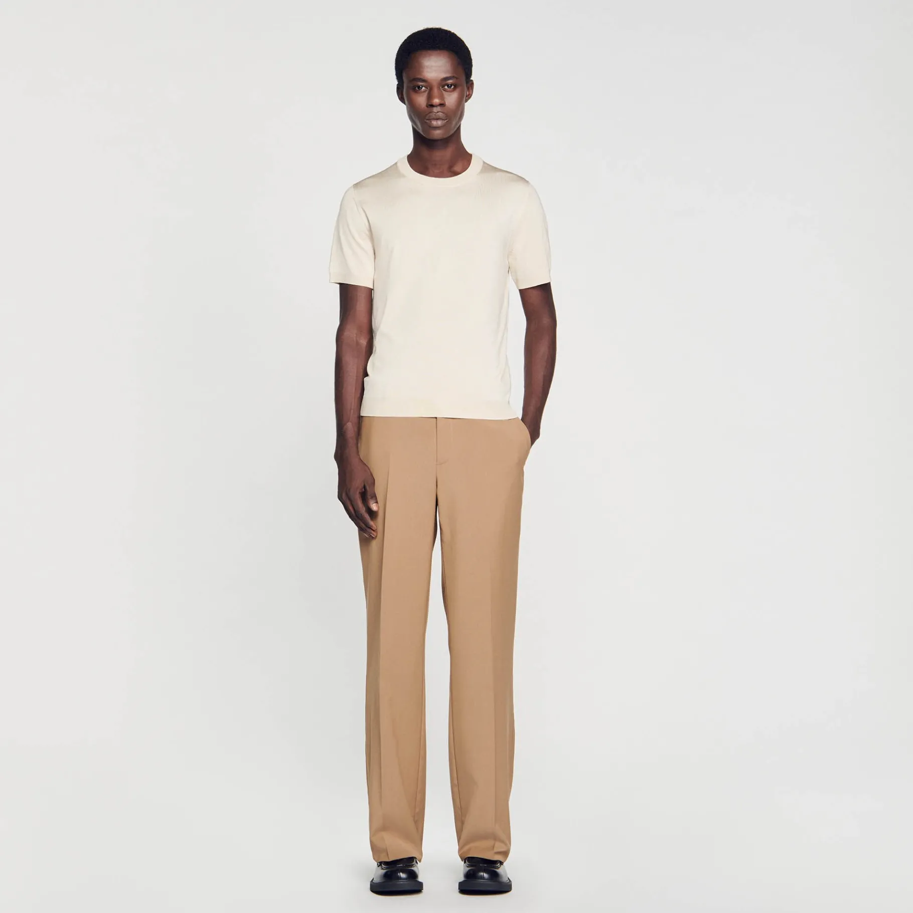 Cheap SANDRO T-shirt En Maille Sable clair
