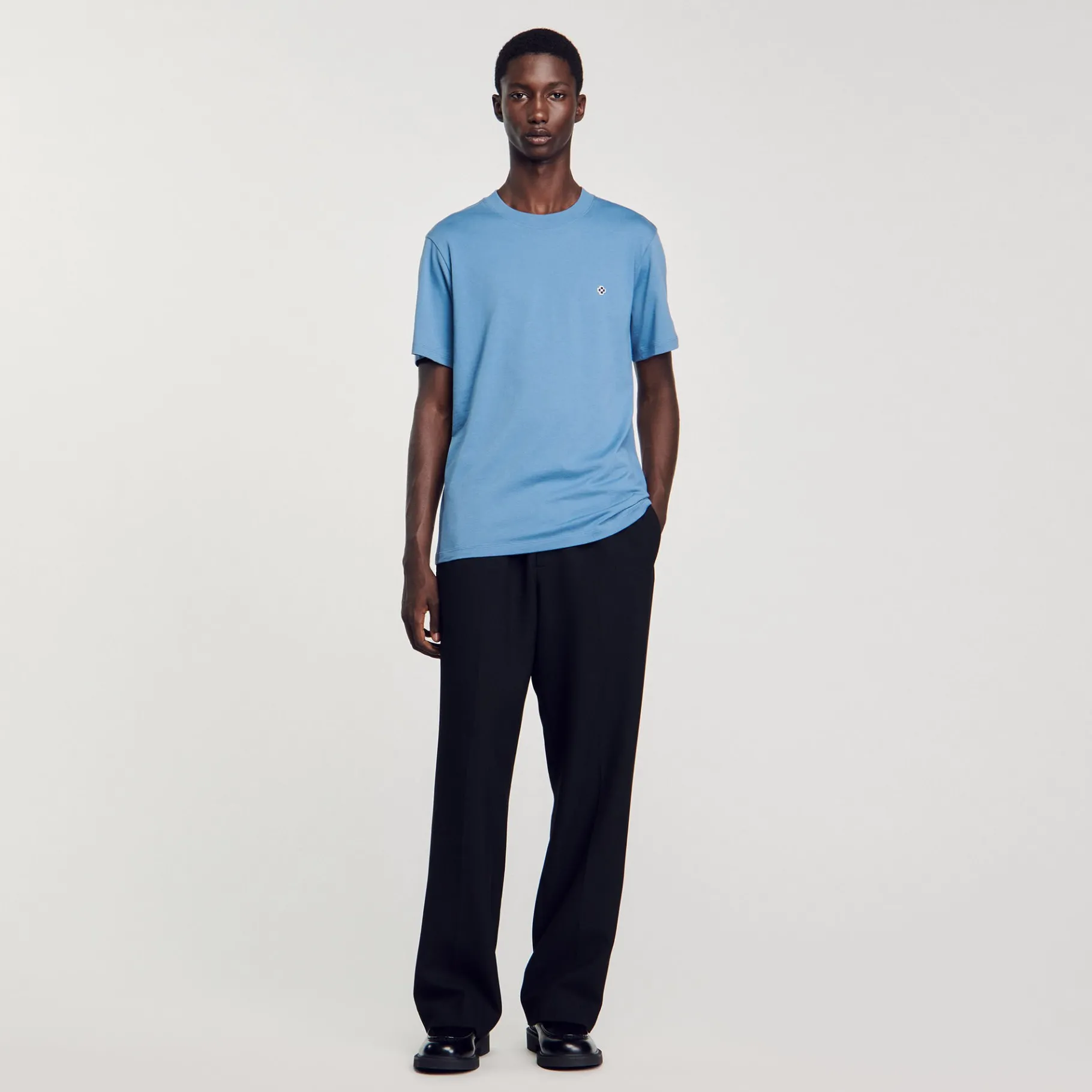 Best Sale SANDRO T-shirt Patch Square Cross Bleu jean