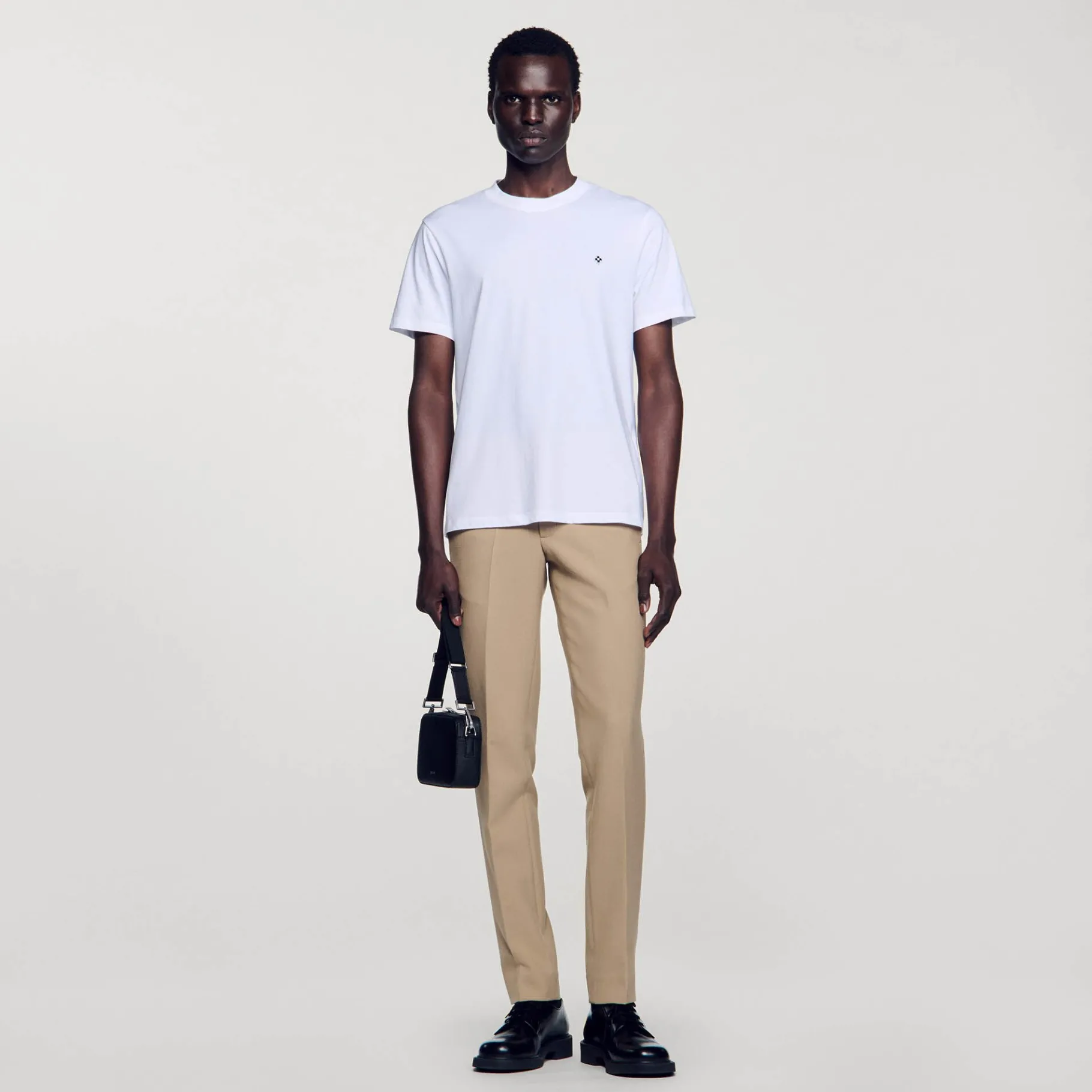 Outlet SANDRO T-shirt Patch Square Cross blanc