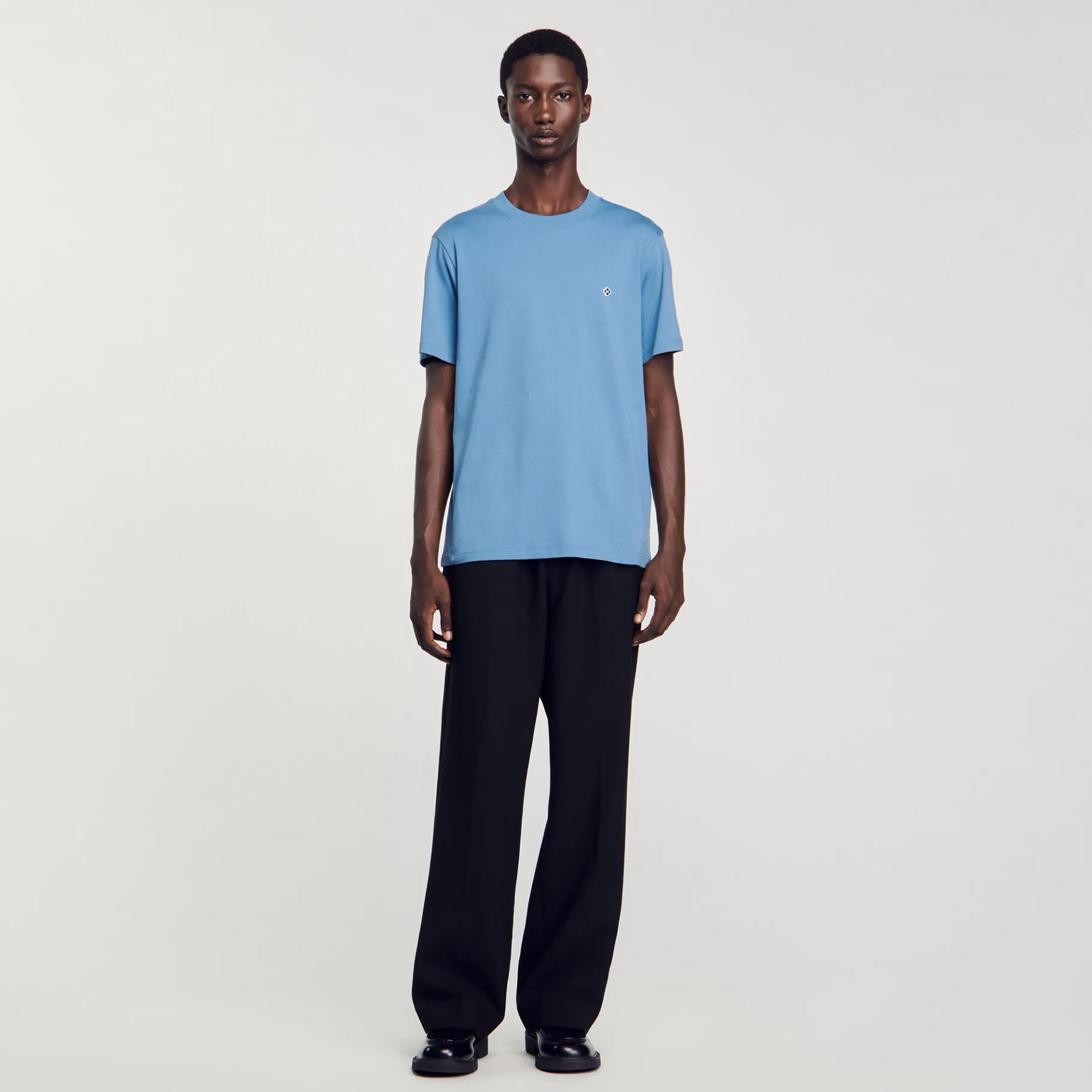 Best Sale SANDRO T-shirt Patch Square Cross Bleu jean