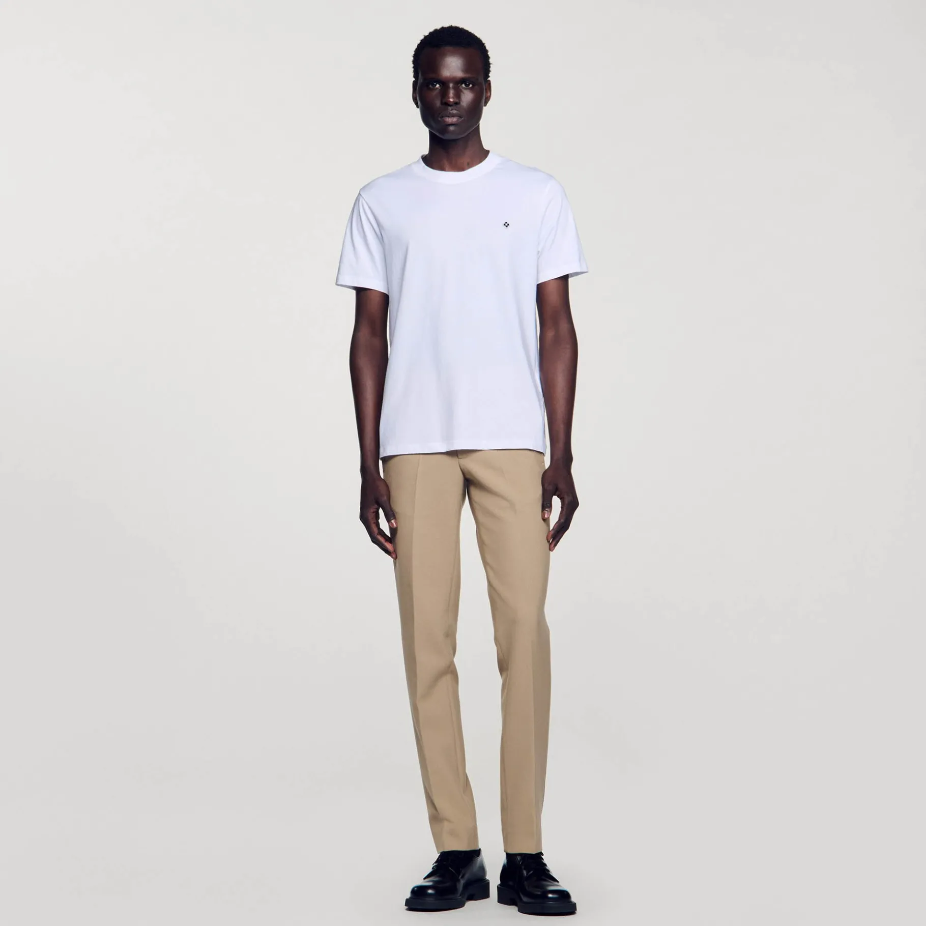 Outlet SANDRO T-shirt Patch Square Cross blanc