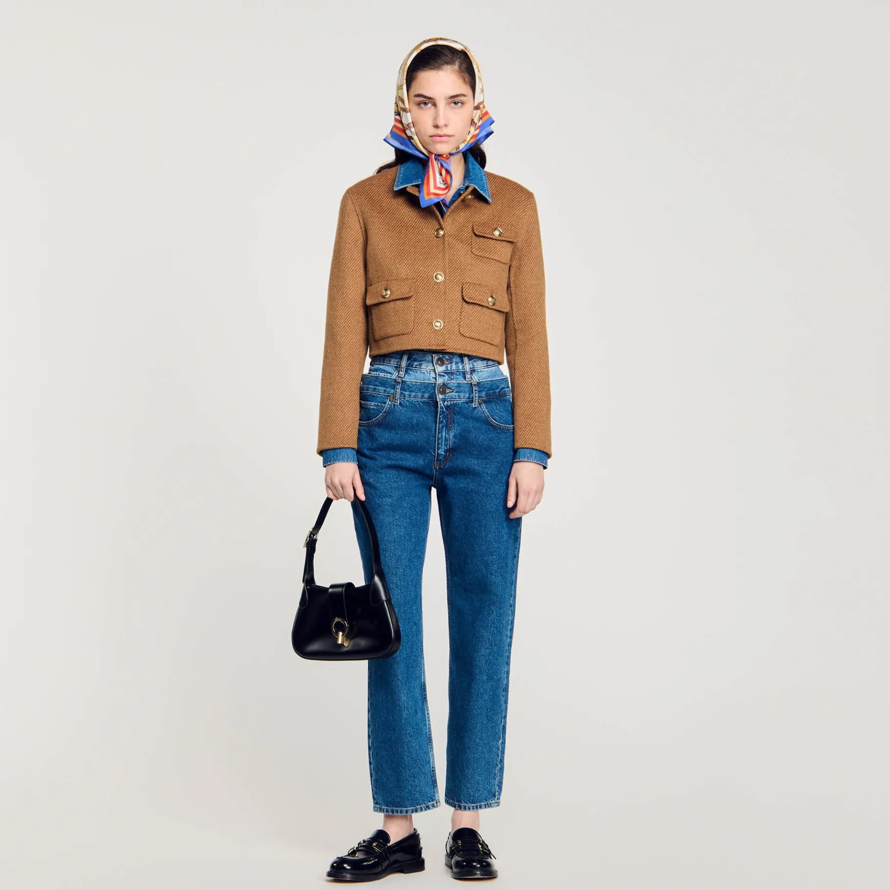 Best Sale SANDRO Veste Courte à Boutons Marron