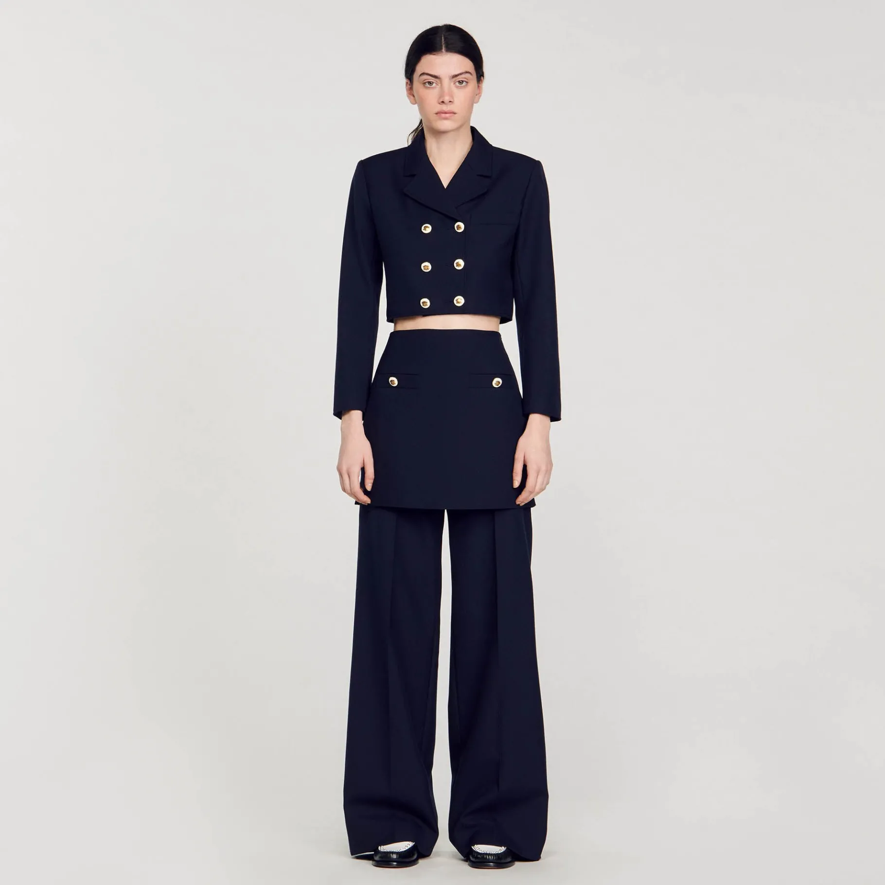 Outlet SANDRO Veste Courte à Double Boutonnage Bleu marine
