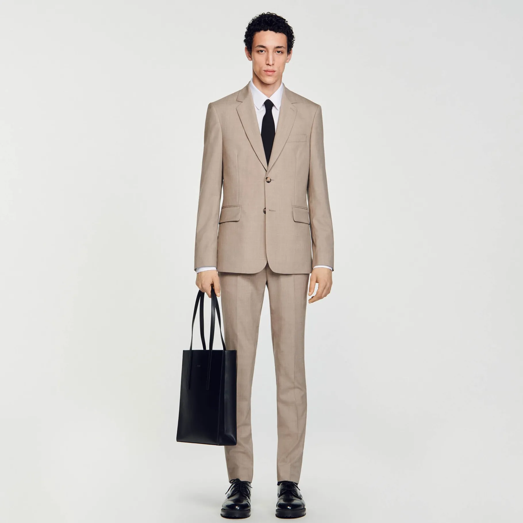 Shop SANDRO Veste De Costume Taupe
