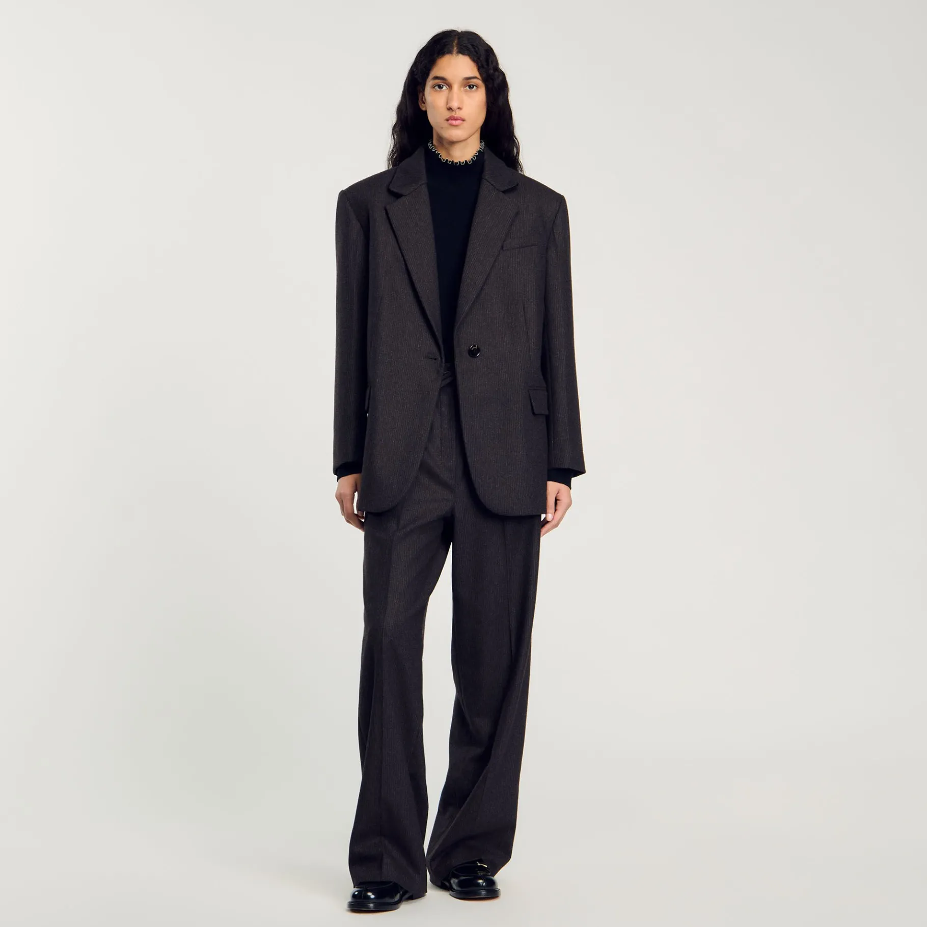 Sale SANDRO Veste De Costume Marron Foncé