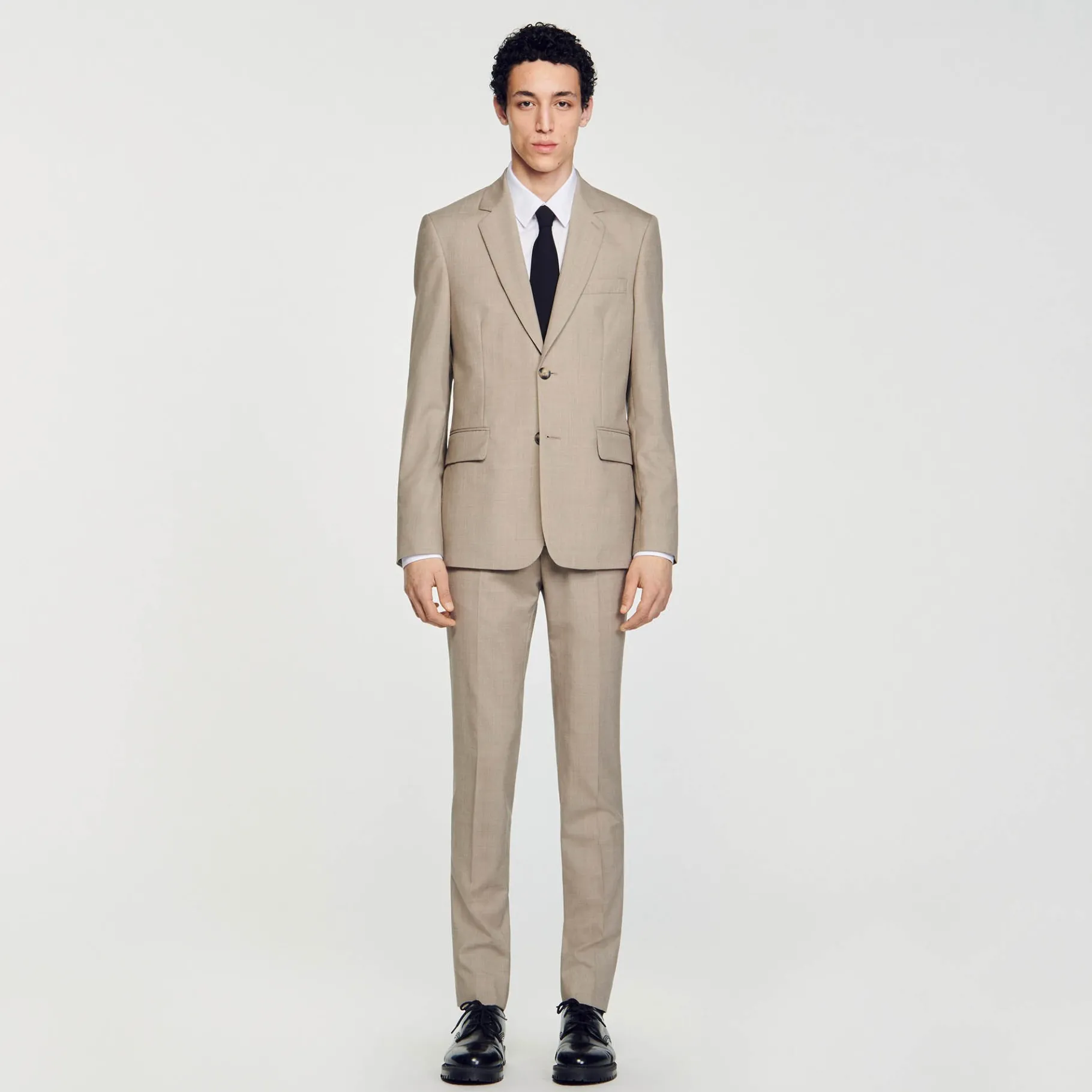 Shop SANDRO Veste De Costume Taupe
