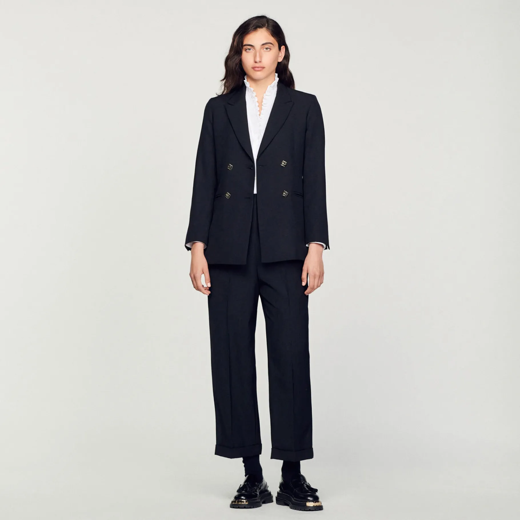Cheap SANDRO Veste De Costume à Double Boutonnage Noir