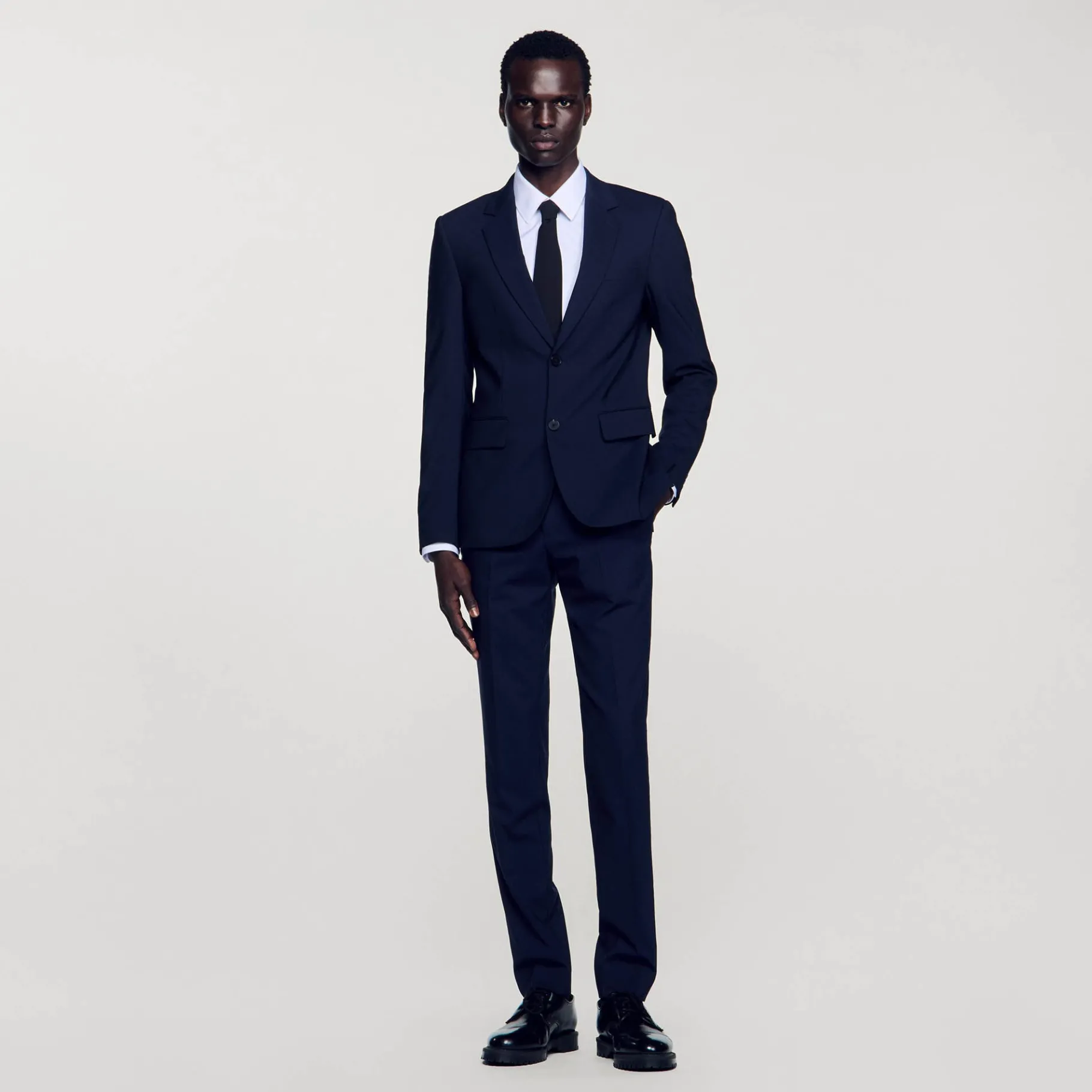Cheap SANDRO Veste De Costume Classique En Laine Marine