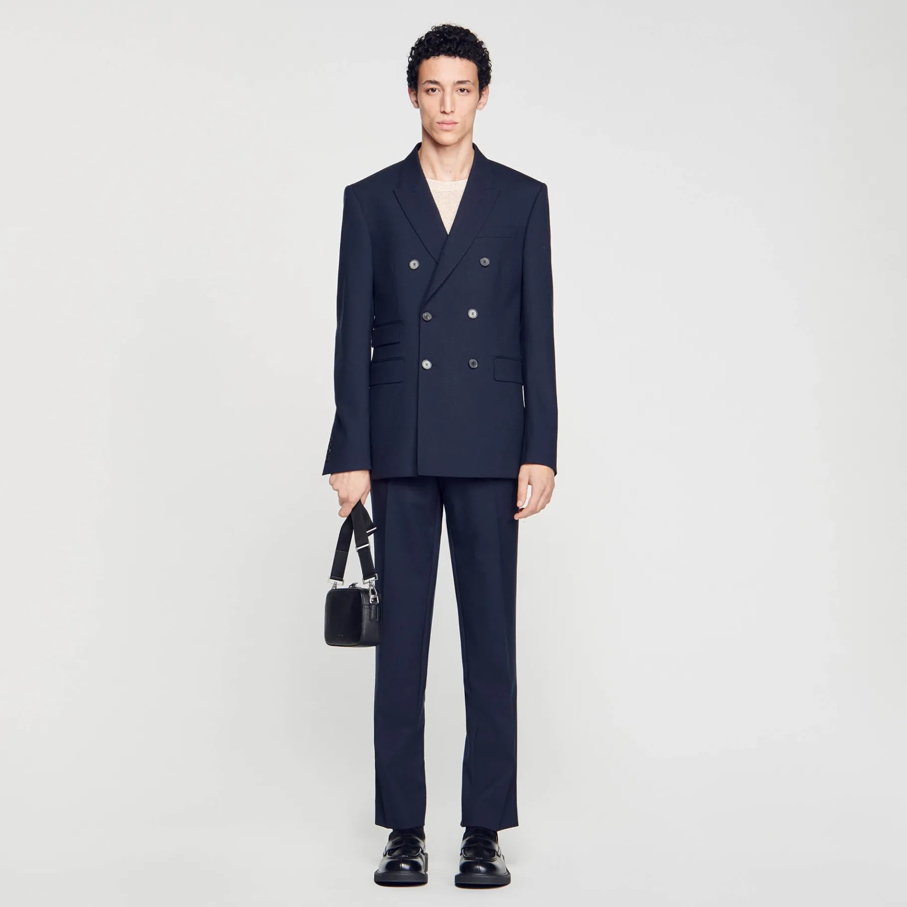 Fashion SANDRO Veste De Costume Croisée Marine