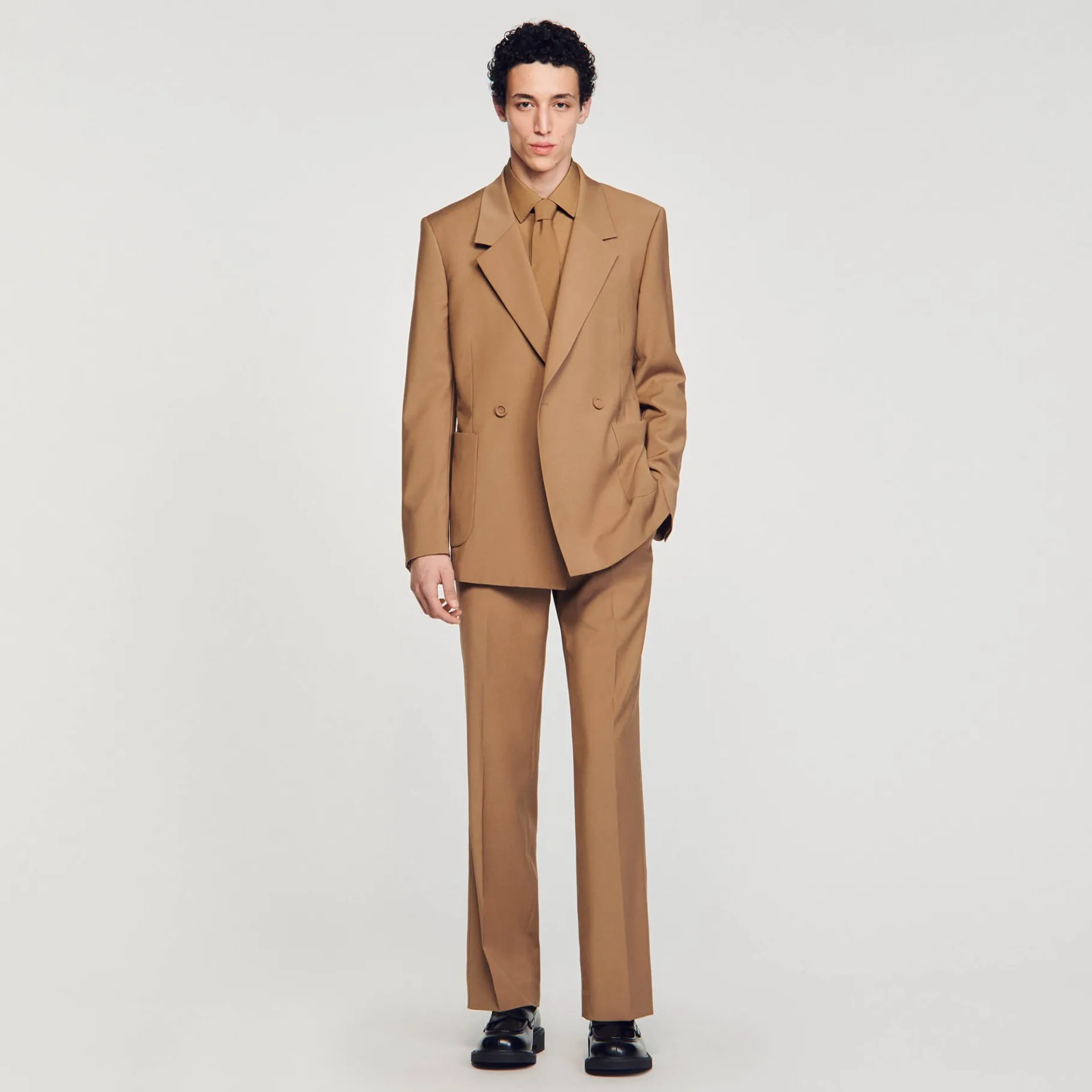 Cheap SANDRO Veste De Costume Croisée Camel