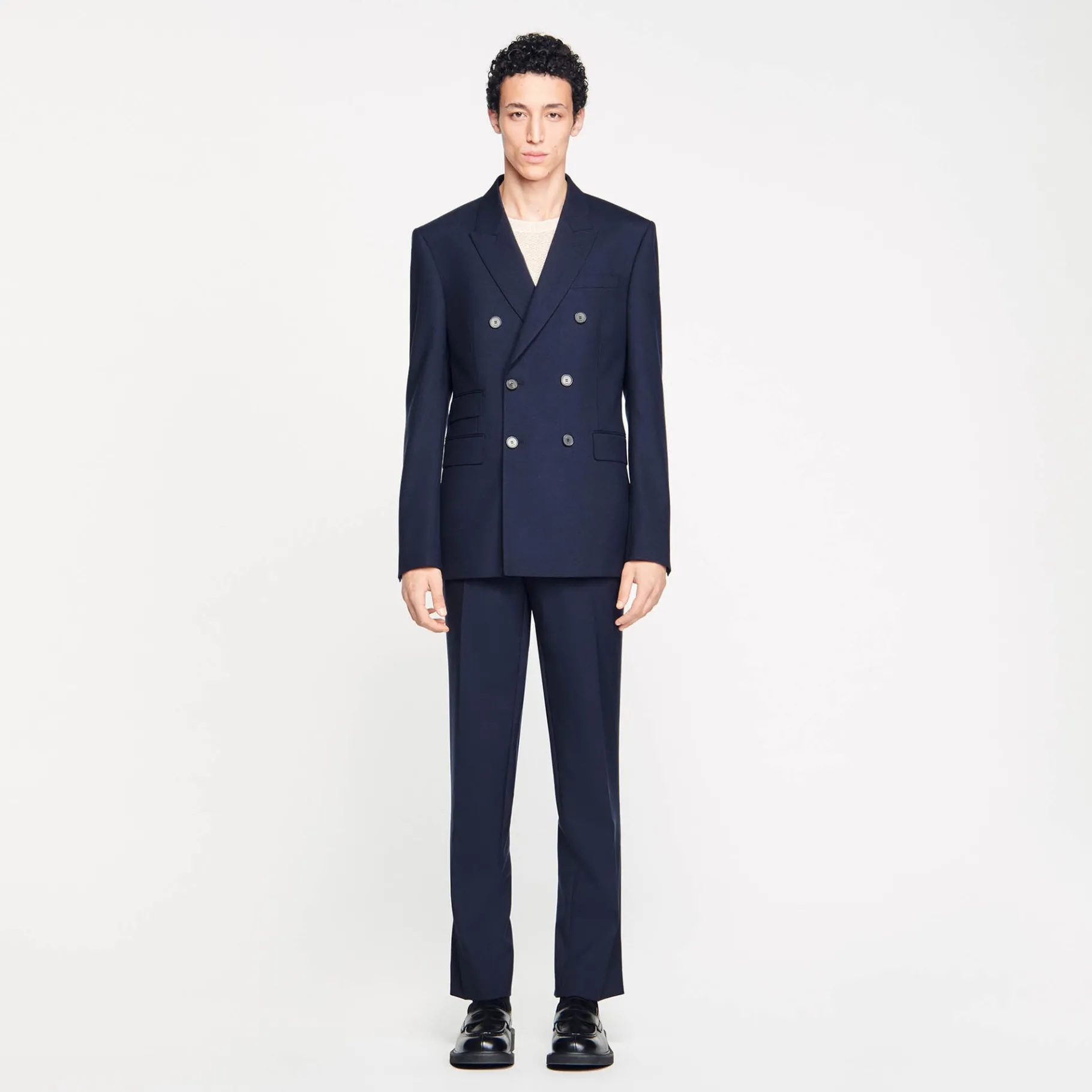 Fashion SANDRO Veste De Costume Croisée Marine