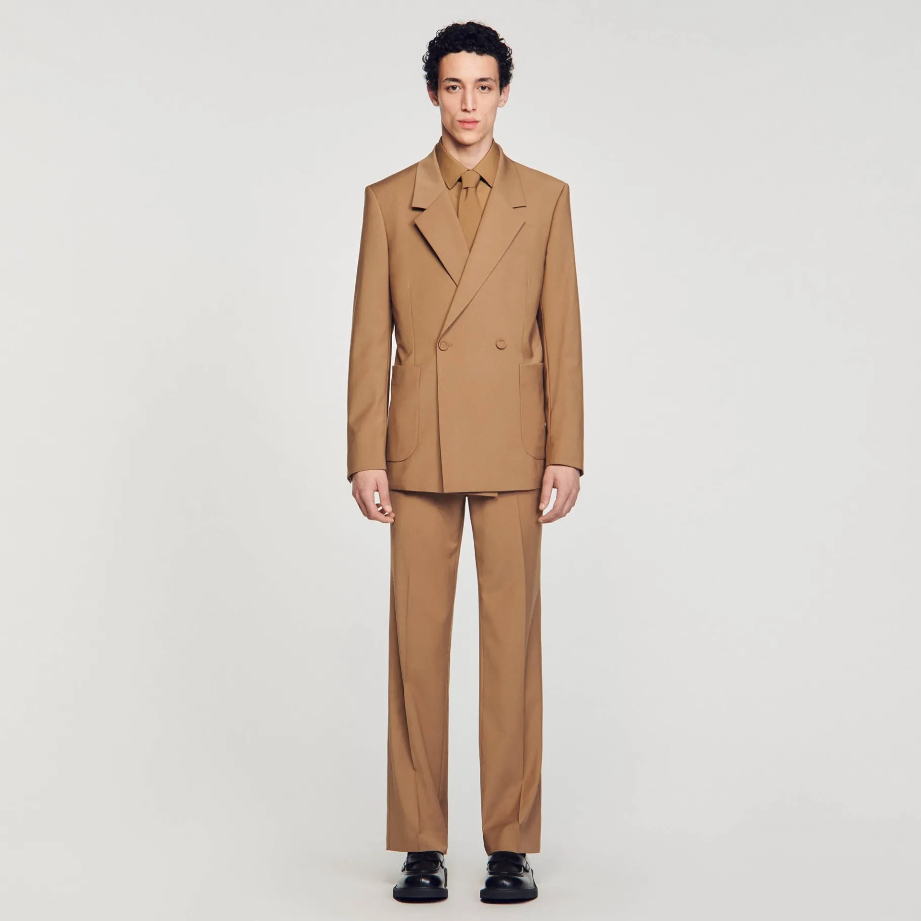 Cheap SANDRO Veste De Costume Croisée Camel