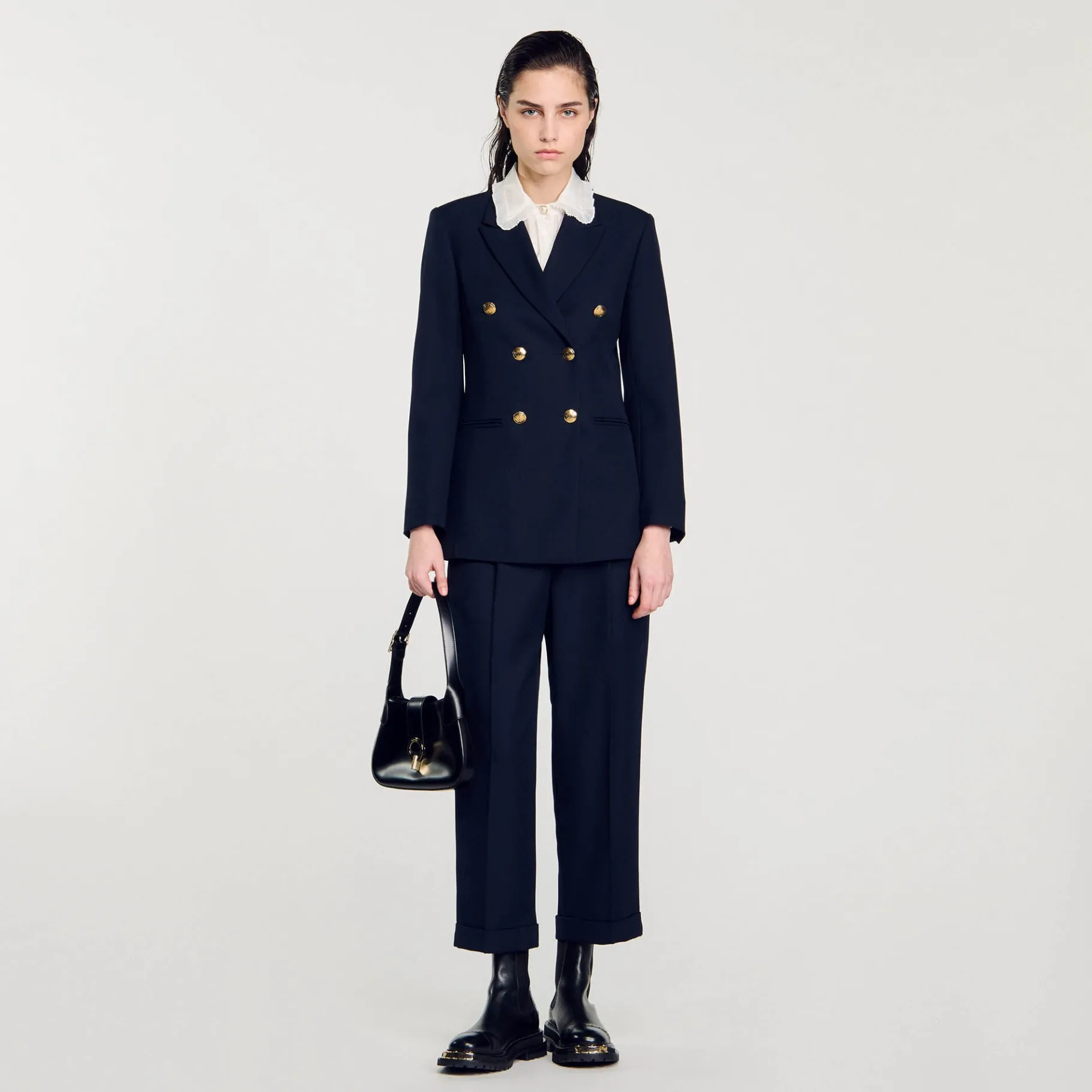Fashion SANDRO Veste De Costume Double Boutonnage Marine