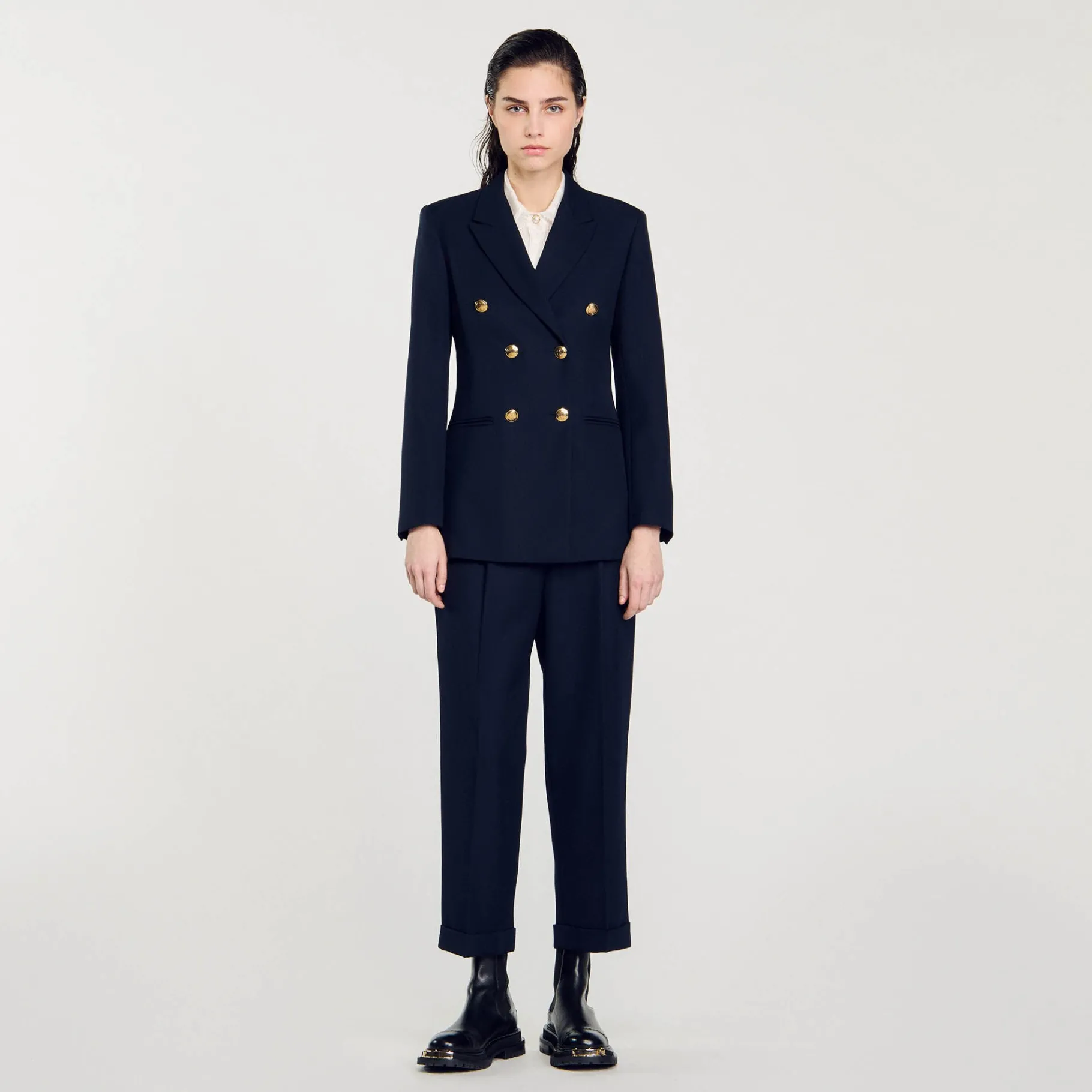 Fashion SANDRO Veste De Costume Double Boutonnage Marine