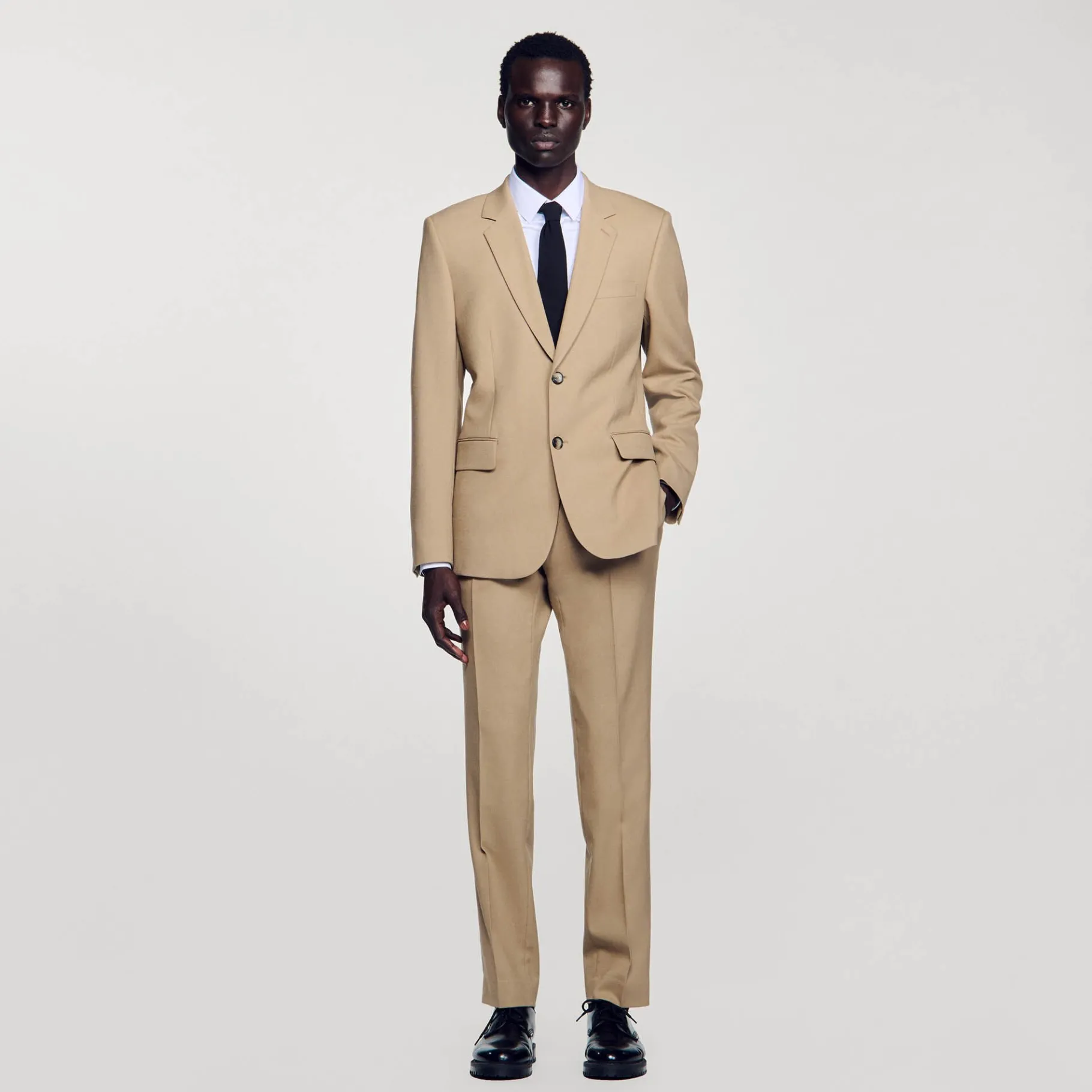 Clearance SANDRO Veste De Costume En Laine Beige