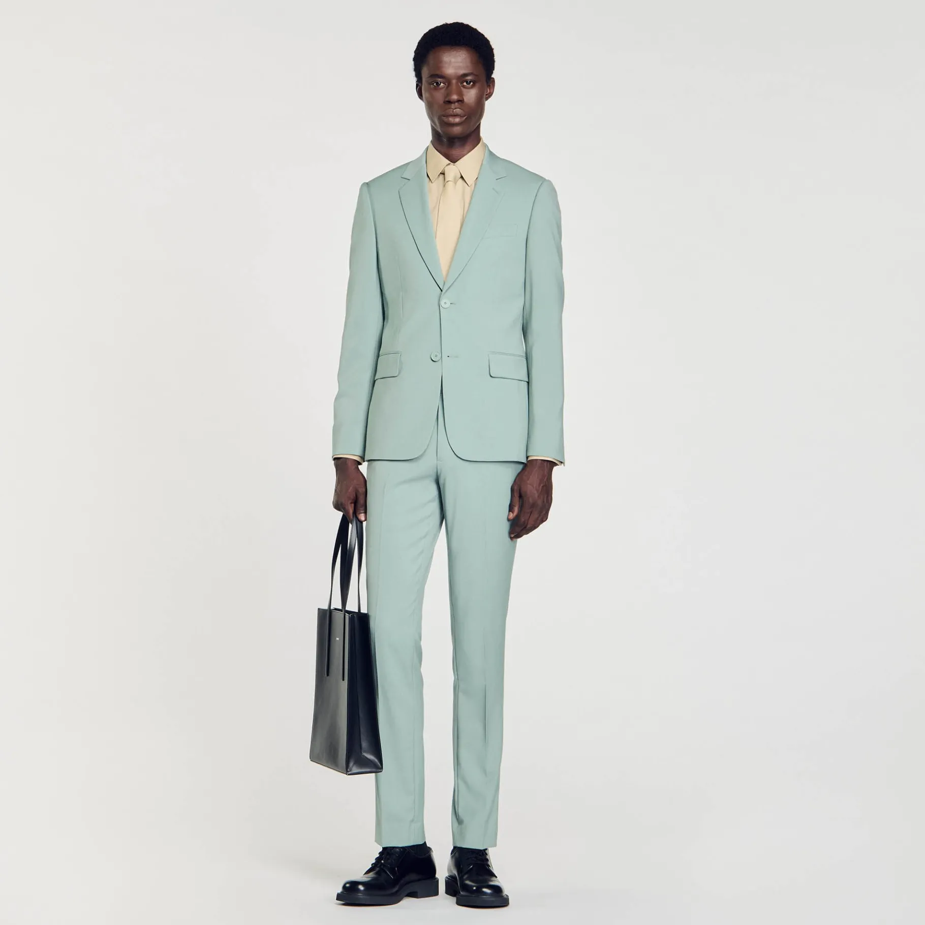 Shop SANDRO Veste De Costume En Laine vert clair