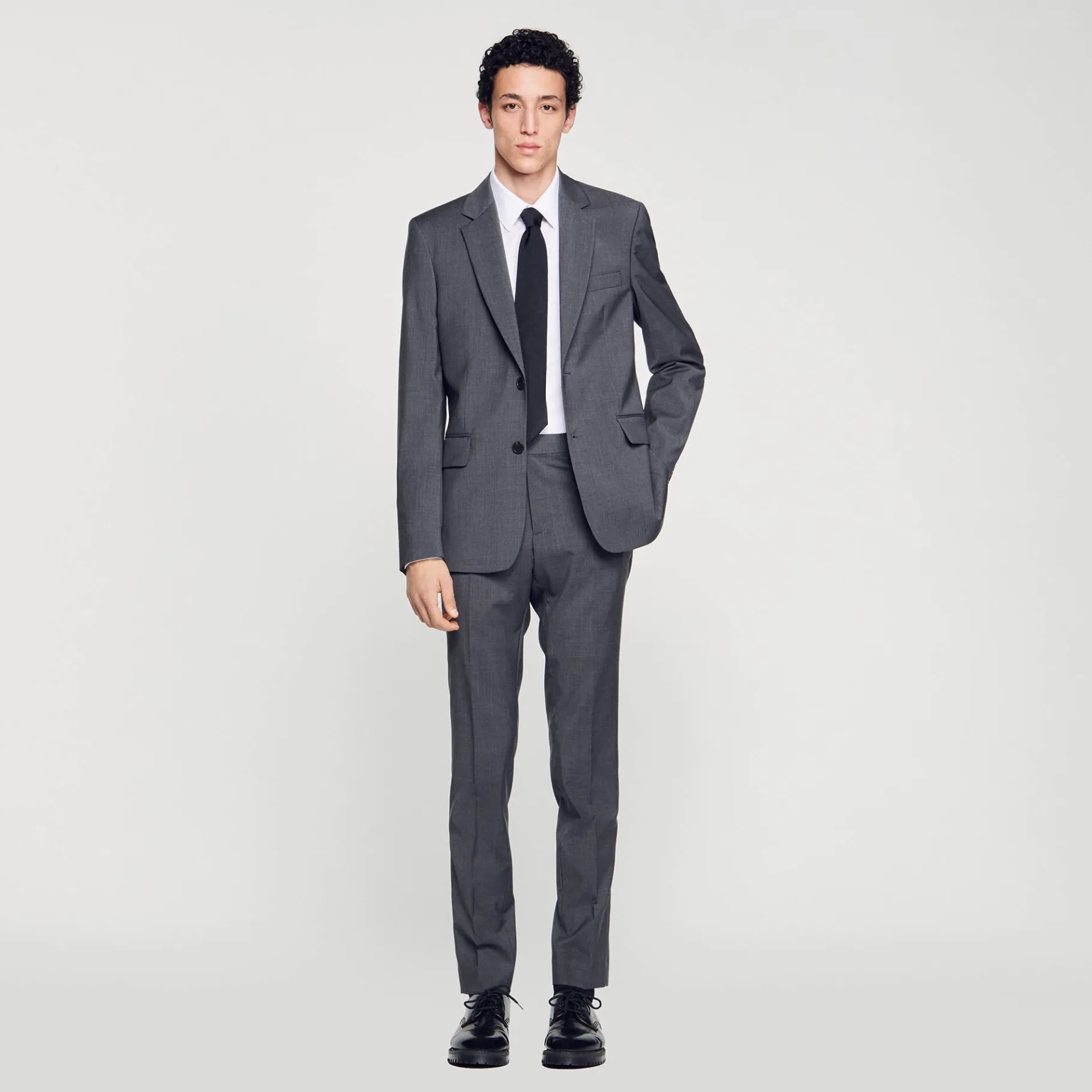 Hot SANDRO Veste De Costume En Laine gris chiné