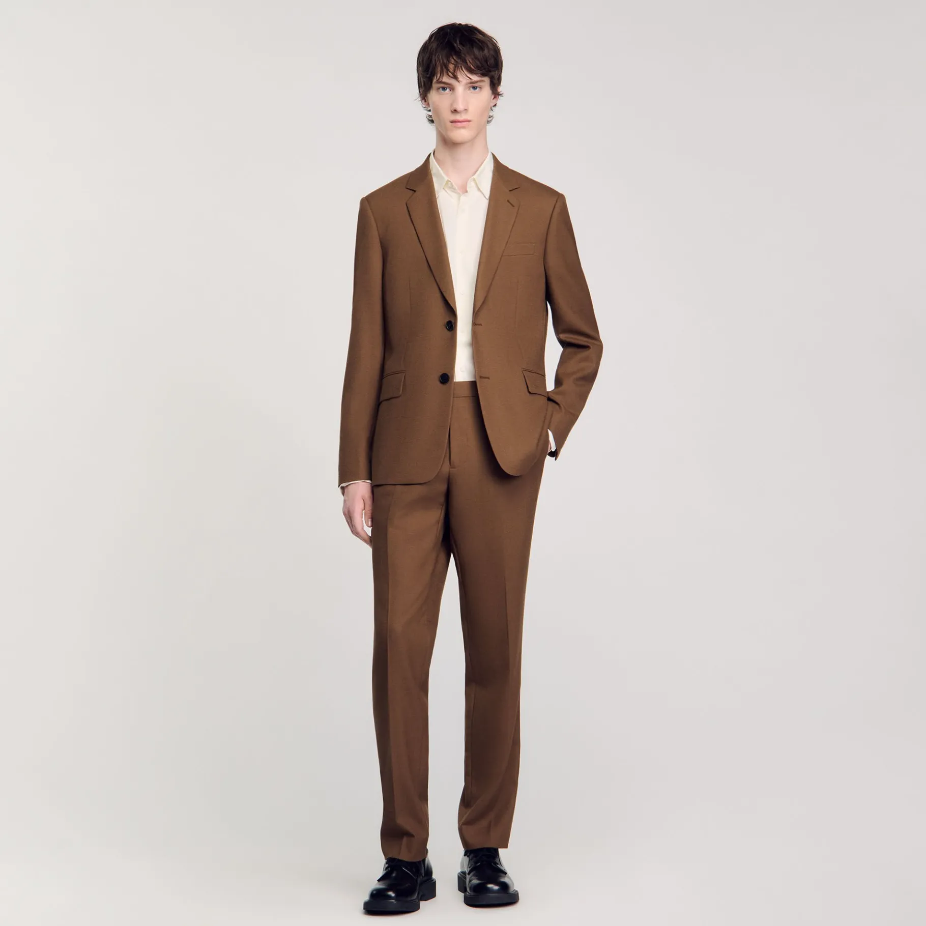 Fashion SANDRO Veste De Costume En Laine Taupe