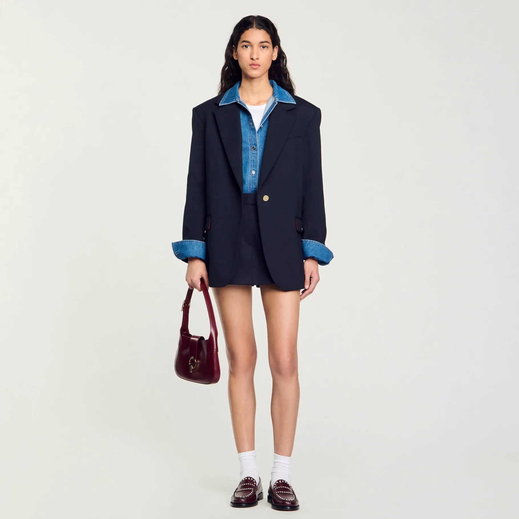 Best Sale SANDRO Veste De Costume En Laine Marine