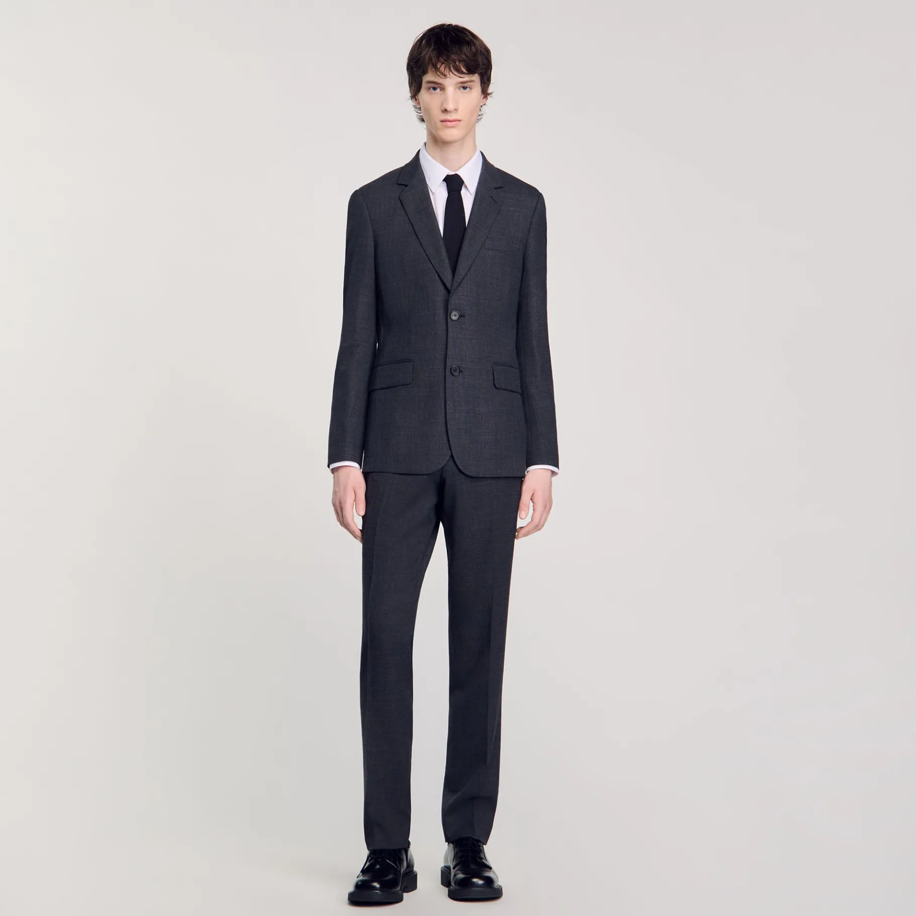 Shop SANDRO Veste De Costume En Laine gris chiné