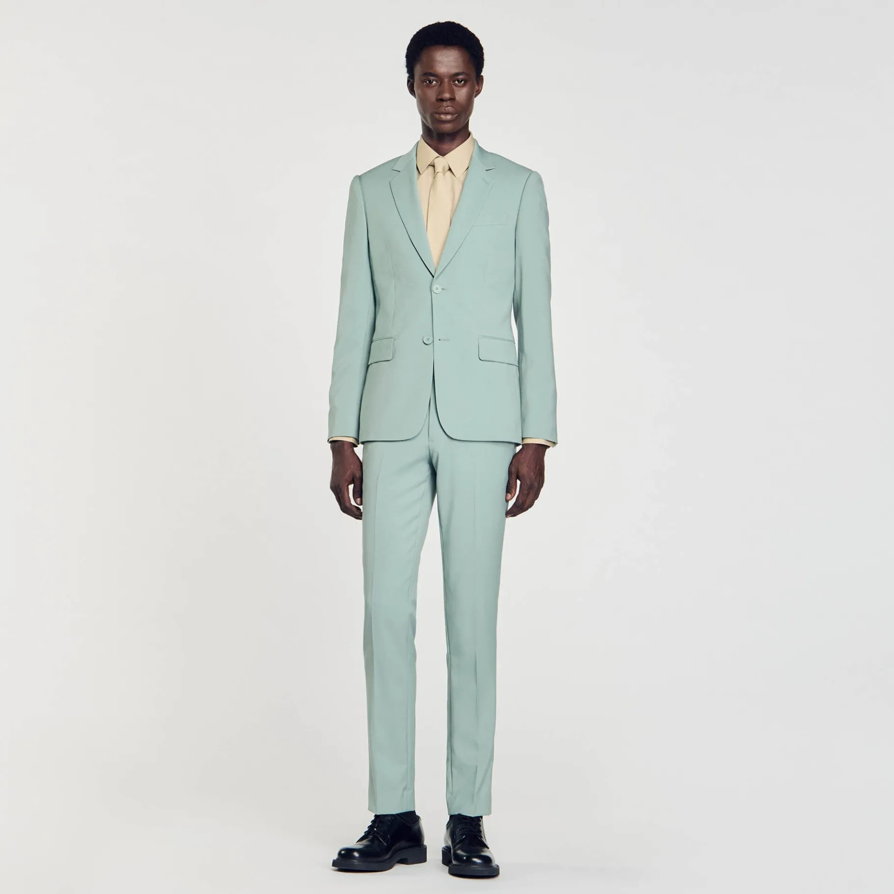Shop SANDRO Veste De Costume En Laine vert clair