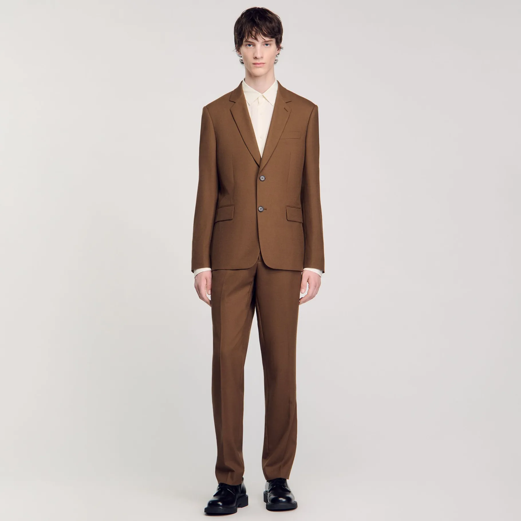 Fashion SANDRO Veste De Costume En Laine Taupe