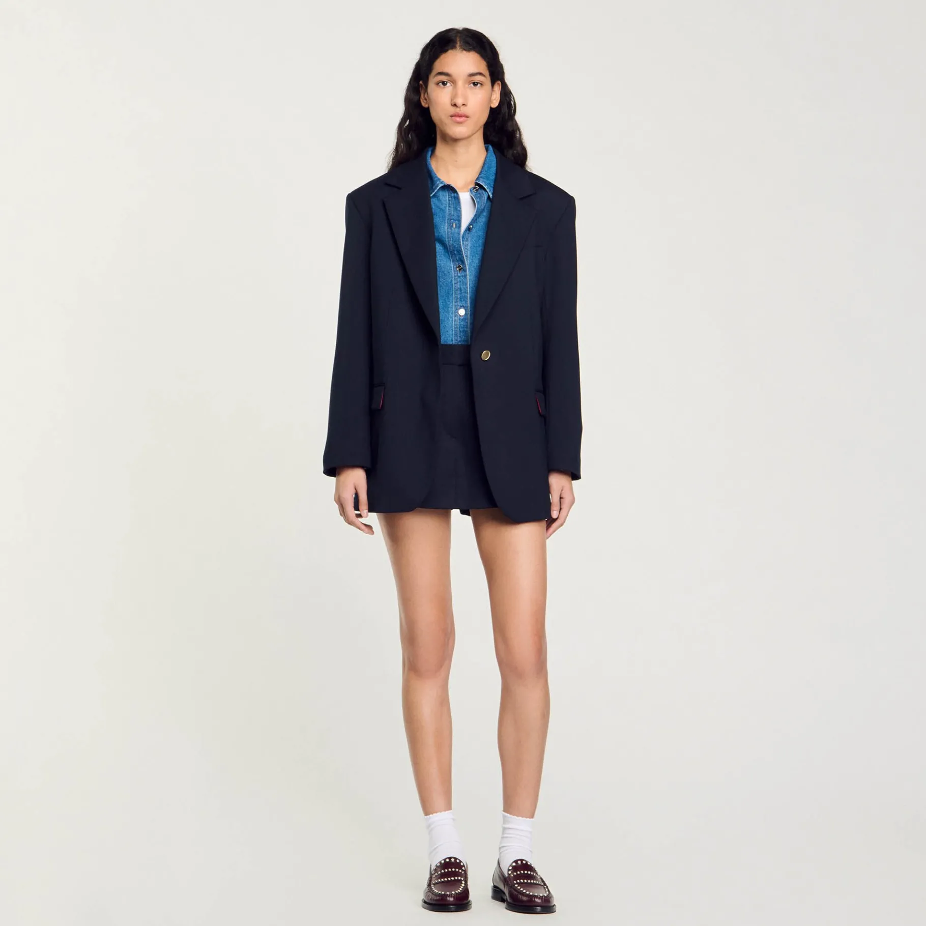 Best Sale SANDRO Veste De Costume En Laine Marine