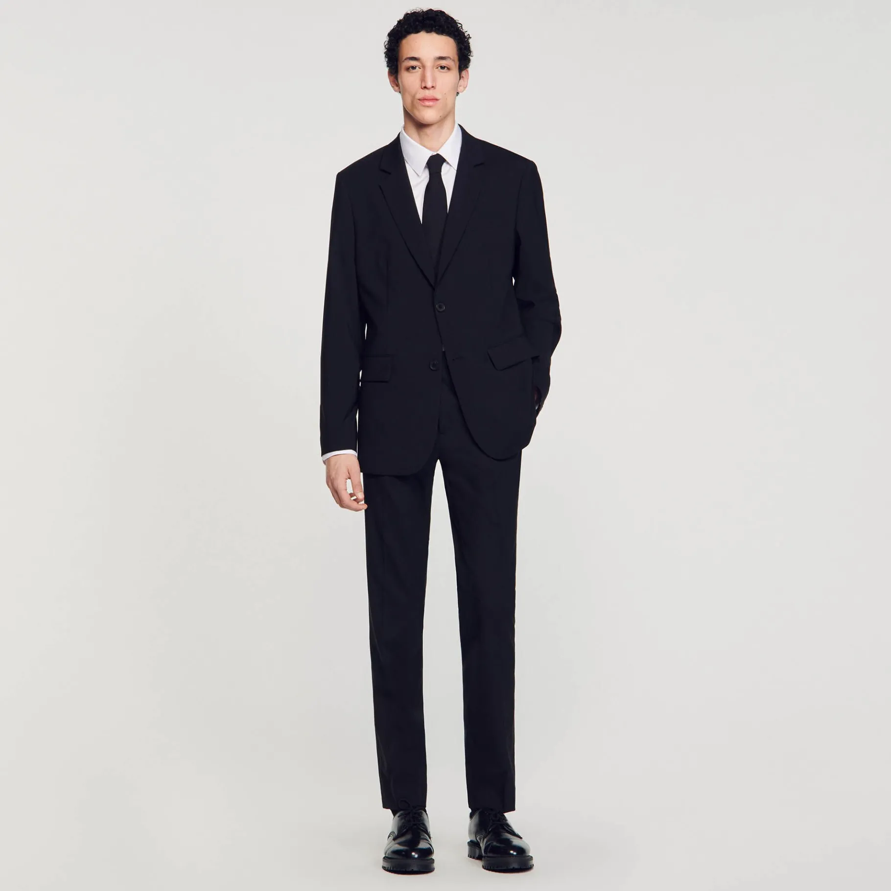 Discount SANDRO Veste De Costume En Laine Vierge Noir