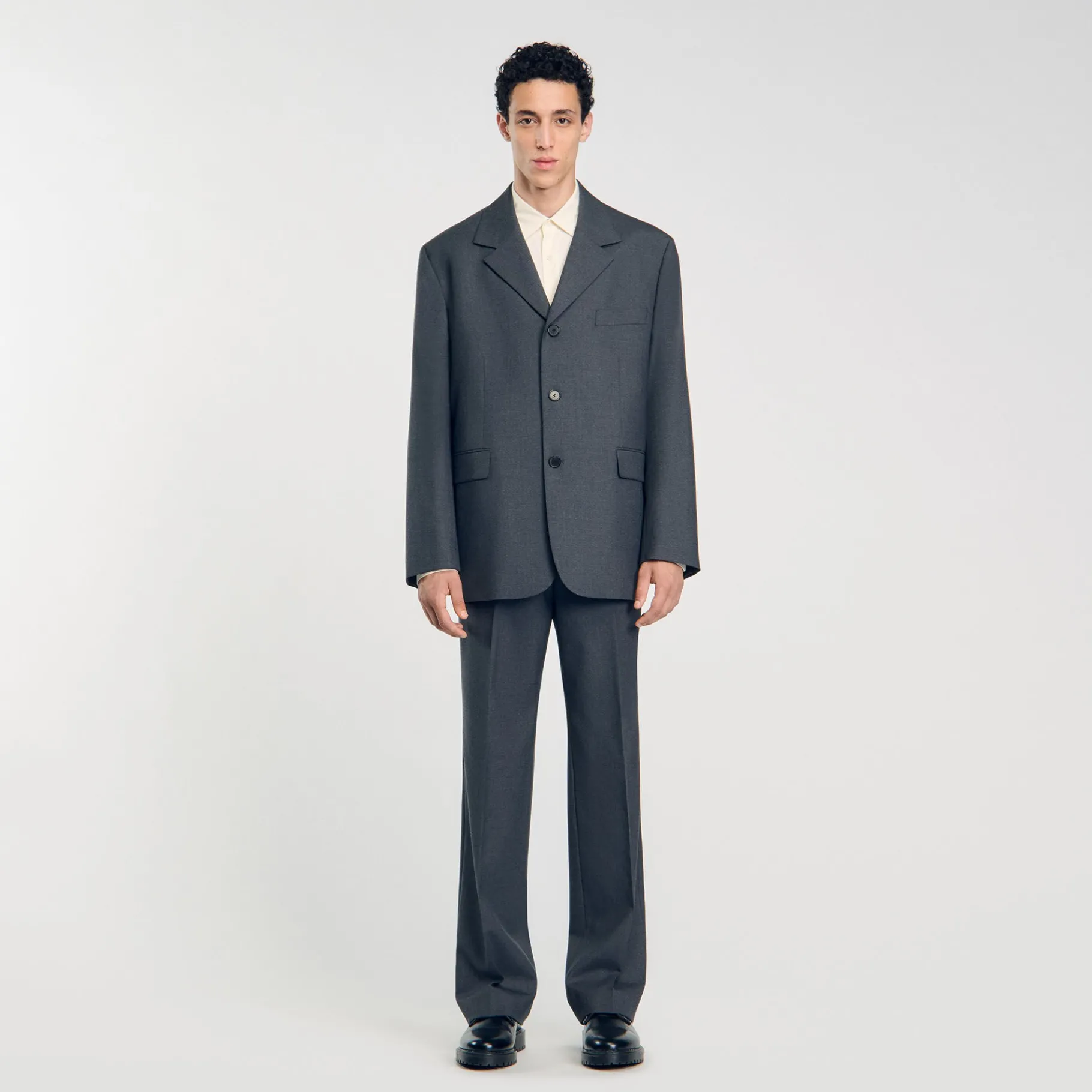 New SANDRO Veste De Costume Oversize Gris