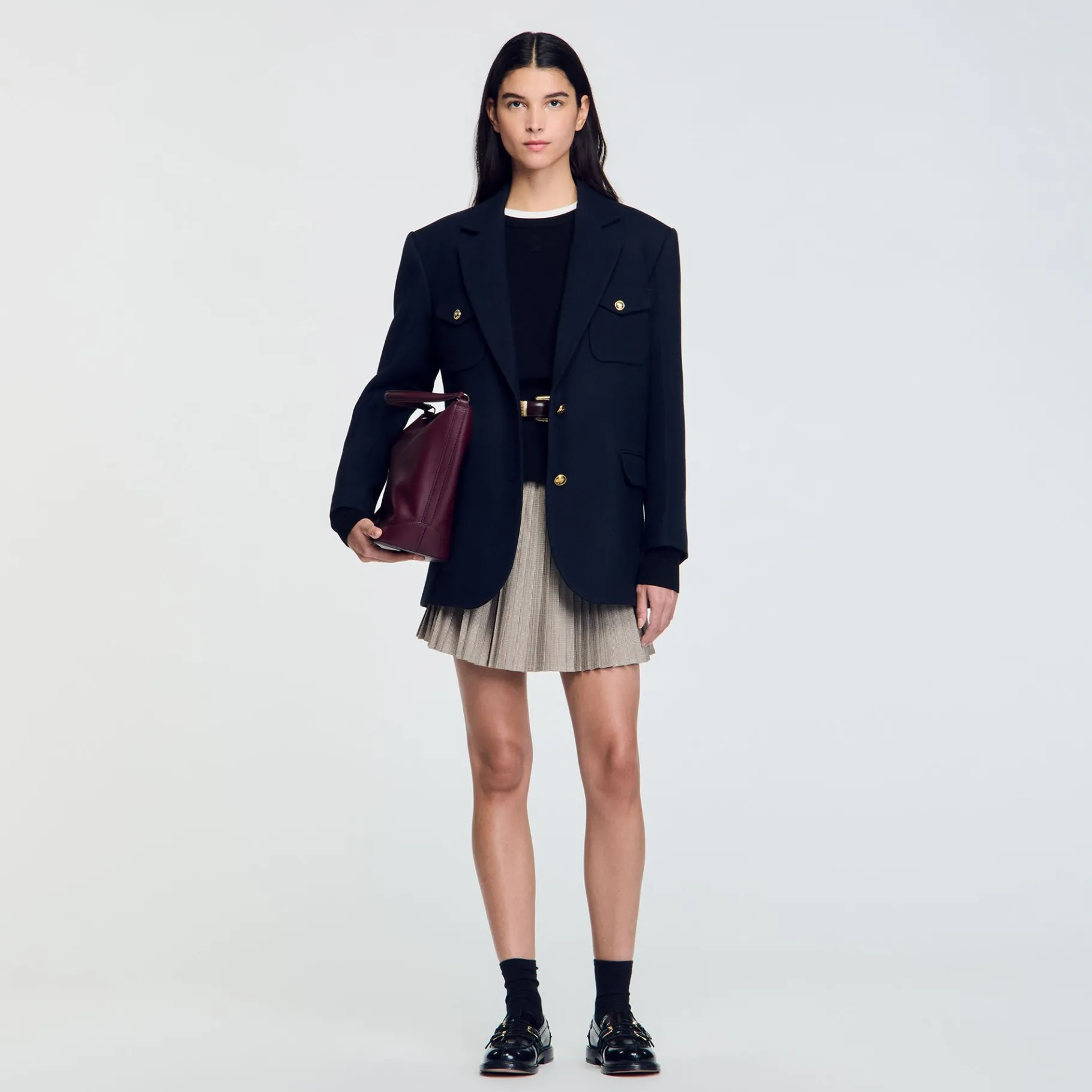 Outlet SANDRO Veste De Costume Oversize Marine