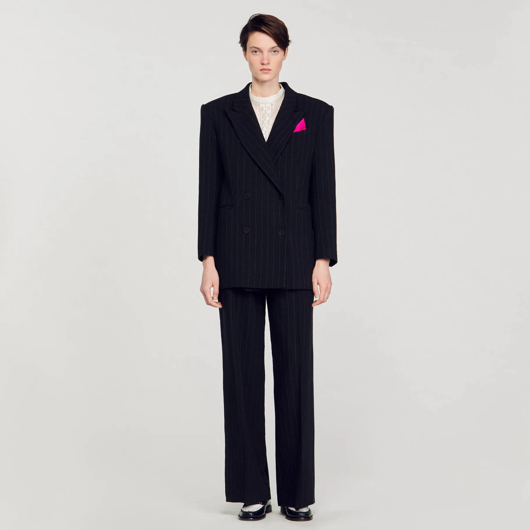 Cheap SANDRO Veste De Costume Oversize Noir
