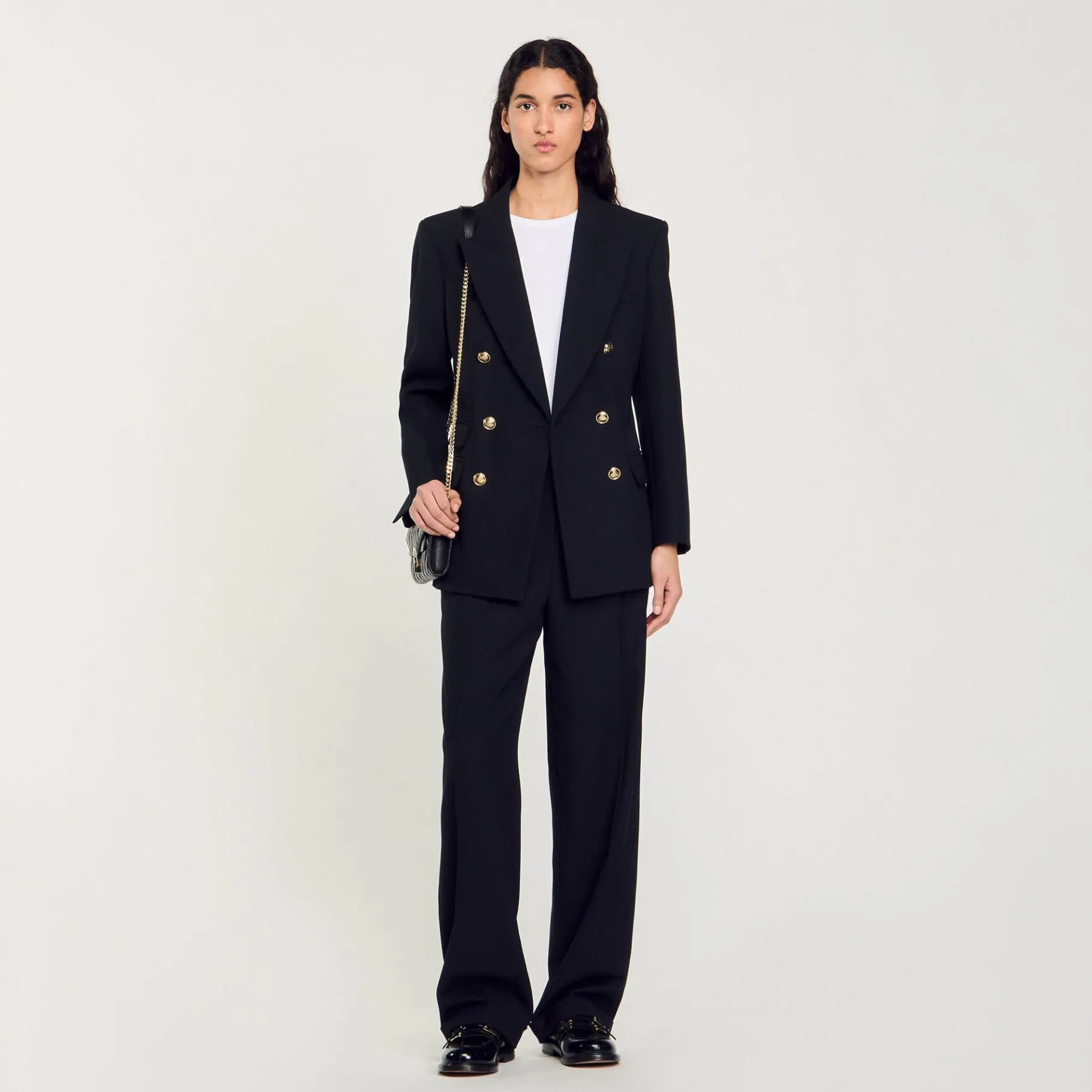Best SANDRO Veste De Tailleur à Boutonnage Croisé Noir