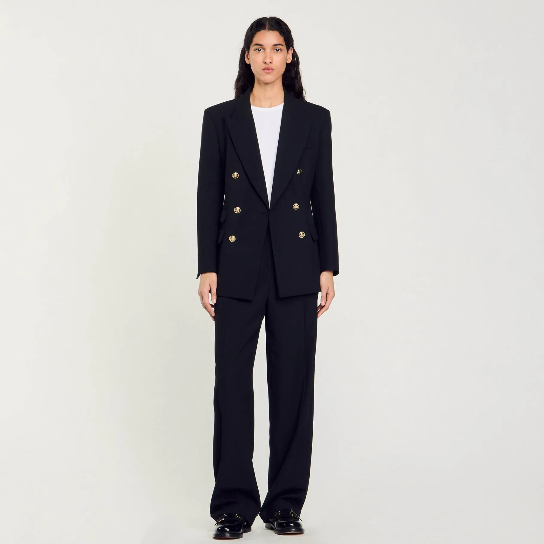 Best SANDRO Veste De Tailleur à Boutonnage Croisé Noir