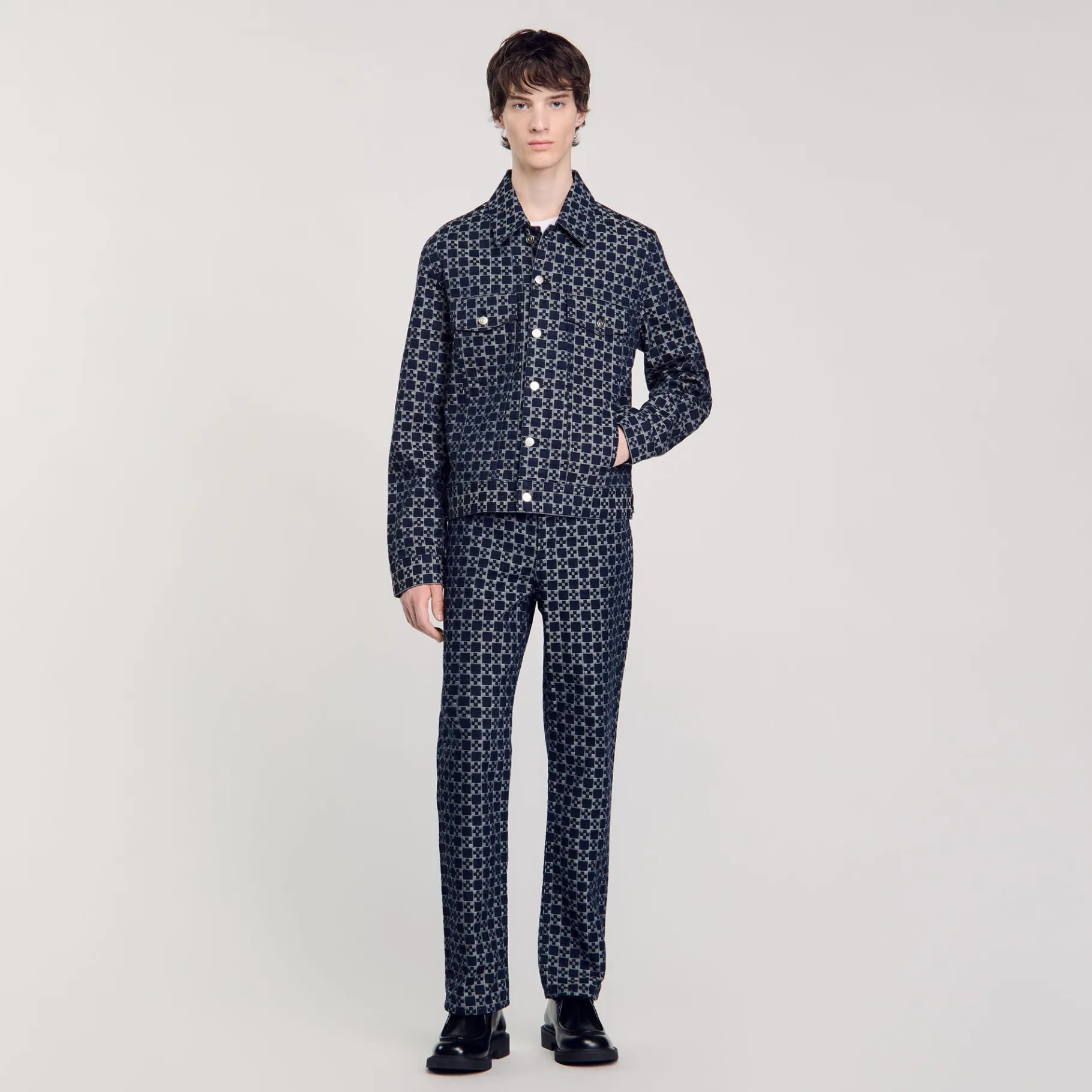 Best Sale SANDRO Veste En Denim Square Cross Marine