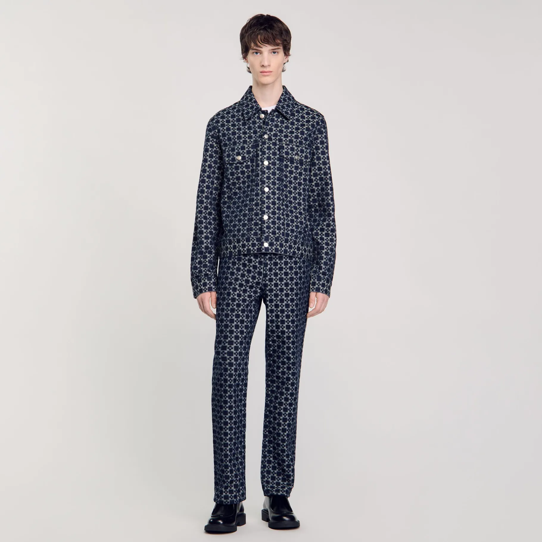 Best Sale SANDRO Veste En Denim Square Cross Marine